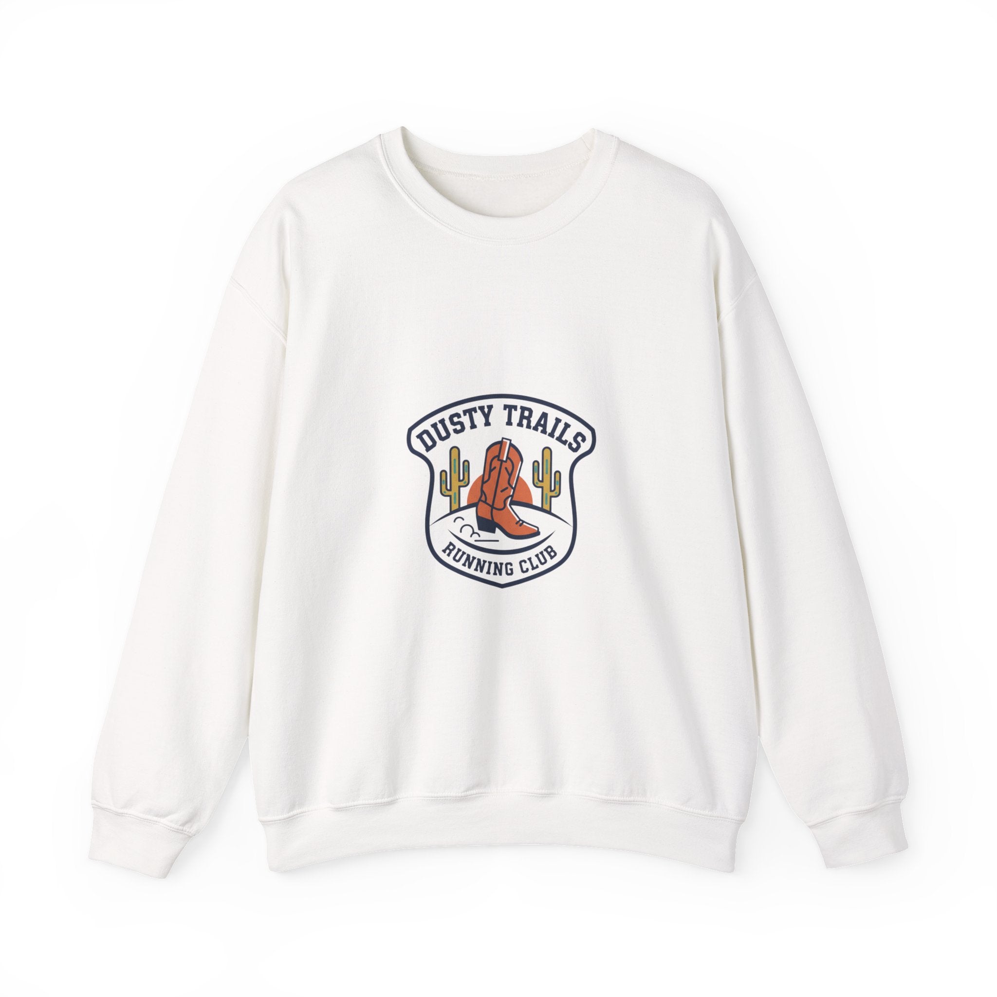 Dusty Trails Club Crest Sweatshirt | Western Badge Typography, Rustic Collegiate
