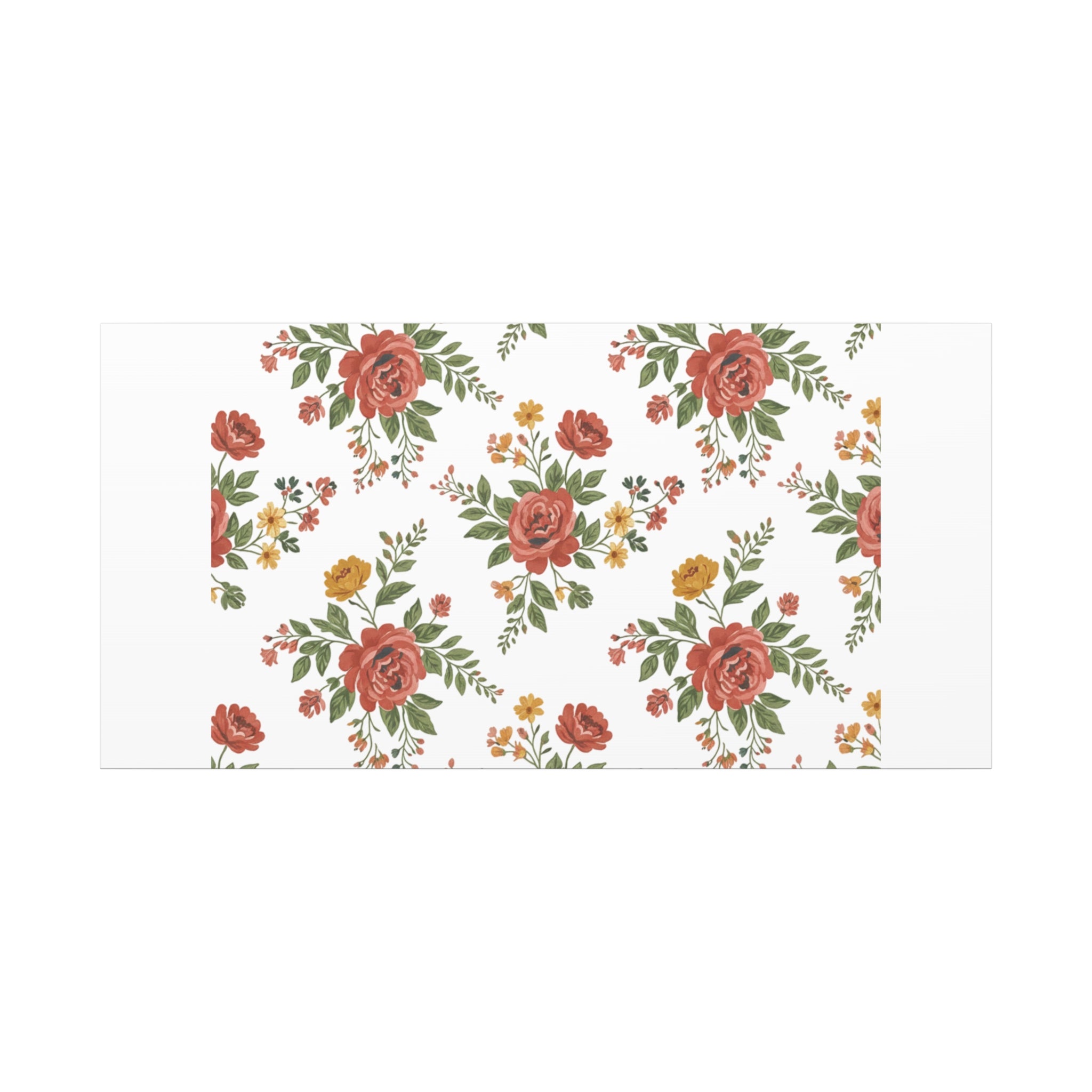 Rustic Floral Pattern Matte Canvas, Stretched | Folk Repeat Cottage Floral Print