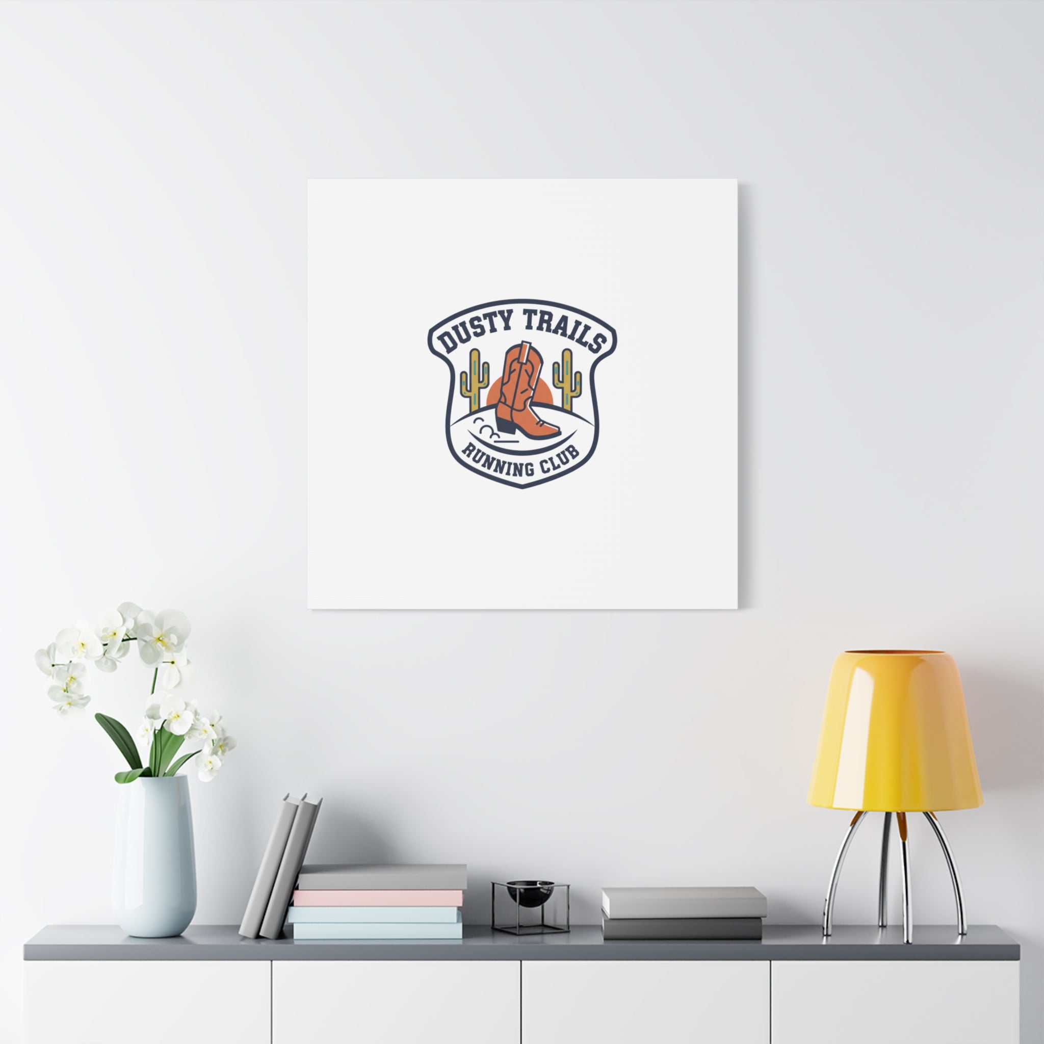 Dusty Trails Running Club Canvas | Western Badge Typography, Rustic Emblem