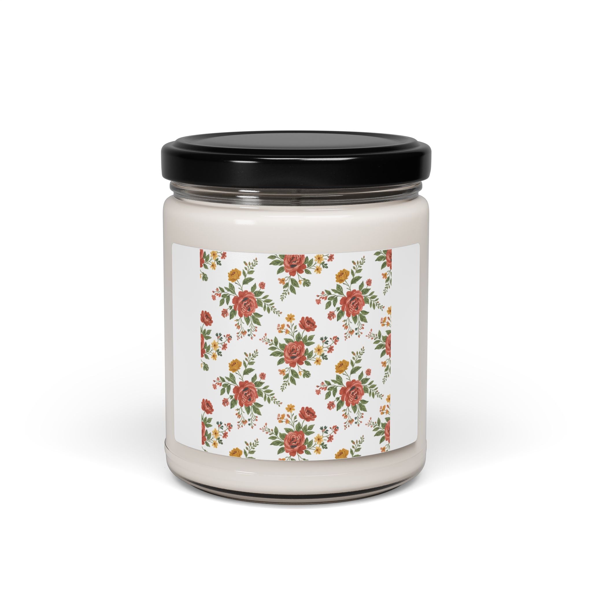 Rustic Floral Pattern Candle, Cottage Floral Soy Jar | Folk Repeat