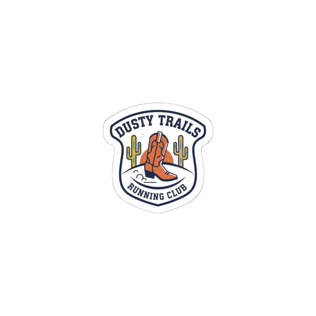Dusty Trails Running Club Sticker | Western Badge Typography, Rustic Emblem