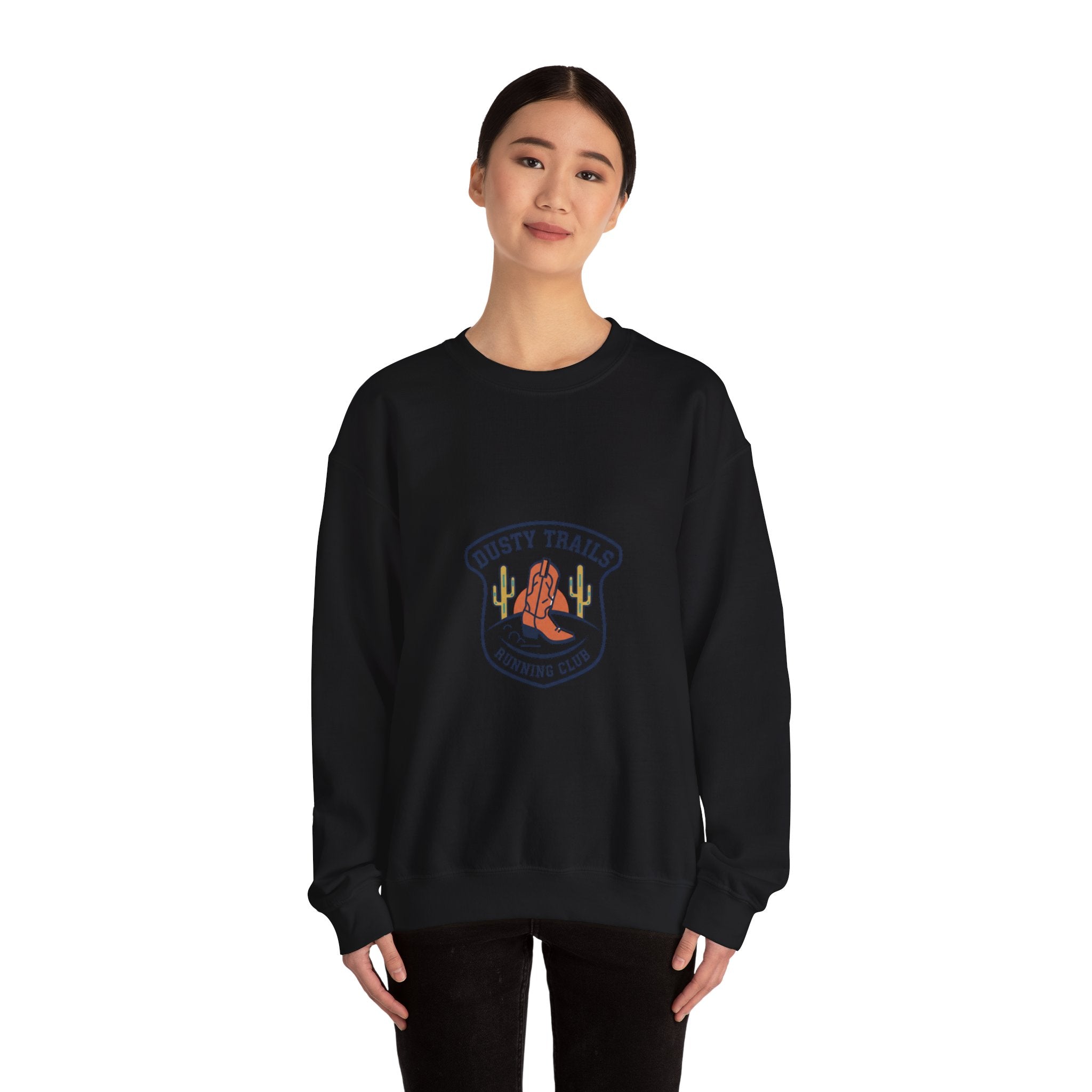 Dusty Trails Club Crest Sweatshirt | Western Badge Typography, Rustic Collegiate