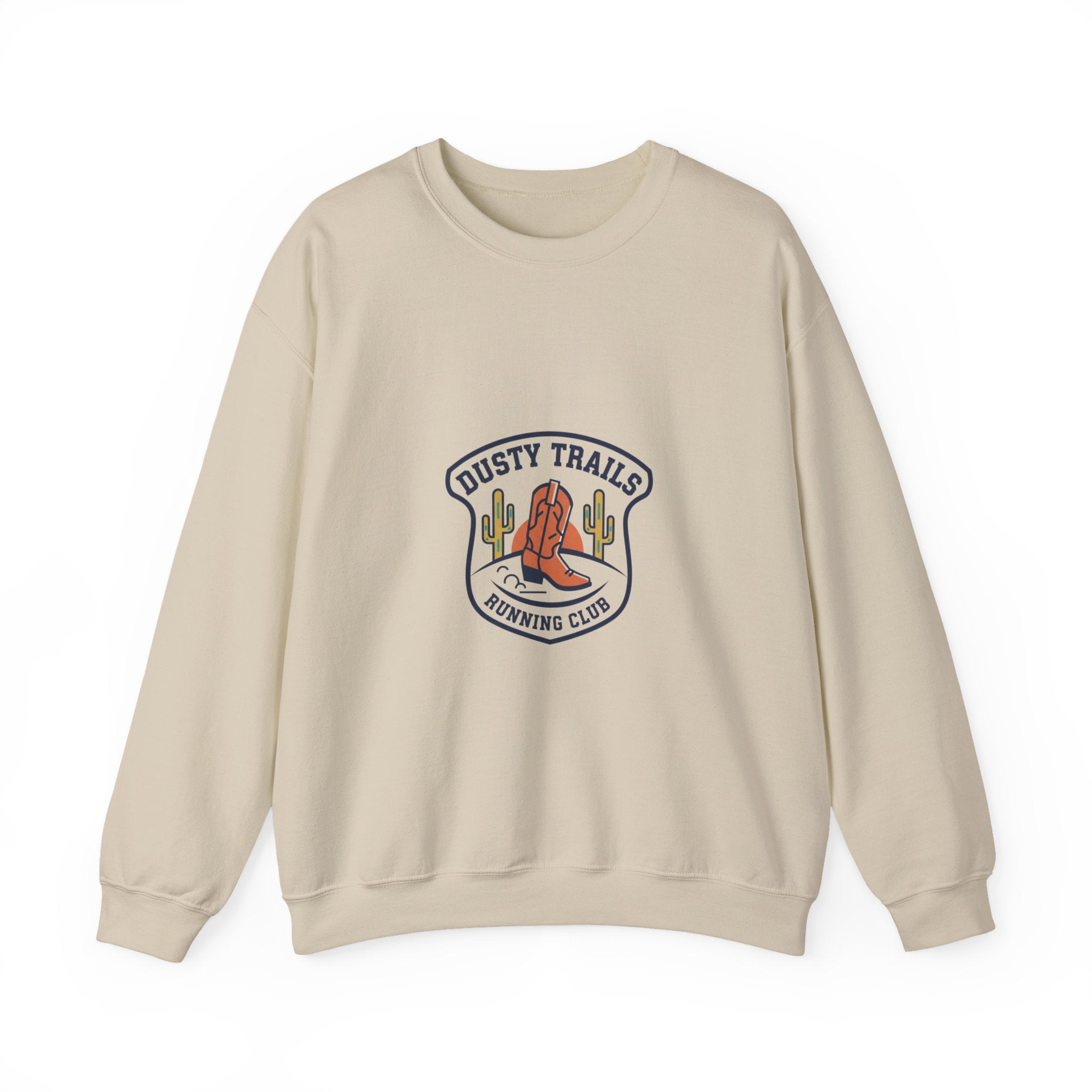 Dusty Trails Club Crest Sweatshirt | Western Badge Typography, Rustic Collegiate