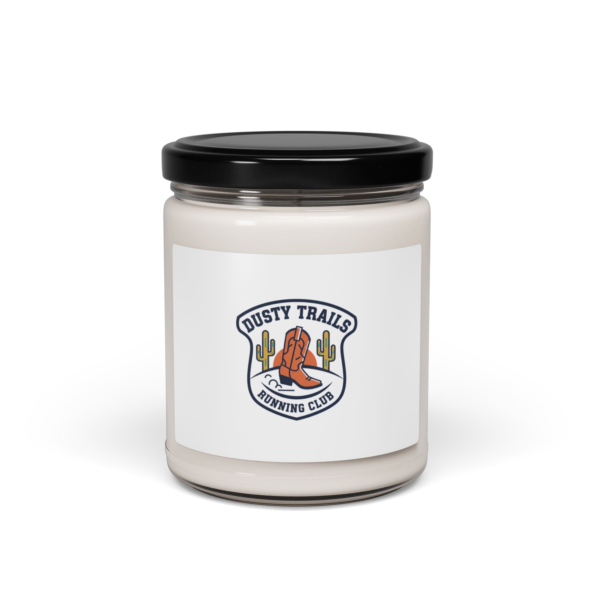 Dusty Trails Running Club Candle | Soy Jar, Western Badge Typography