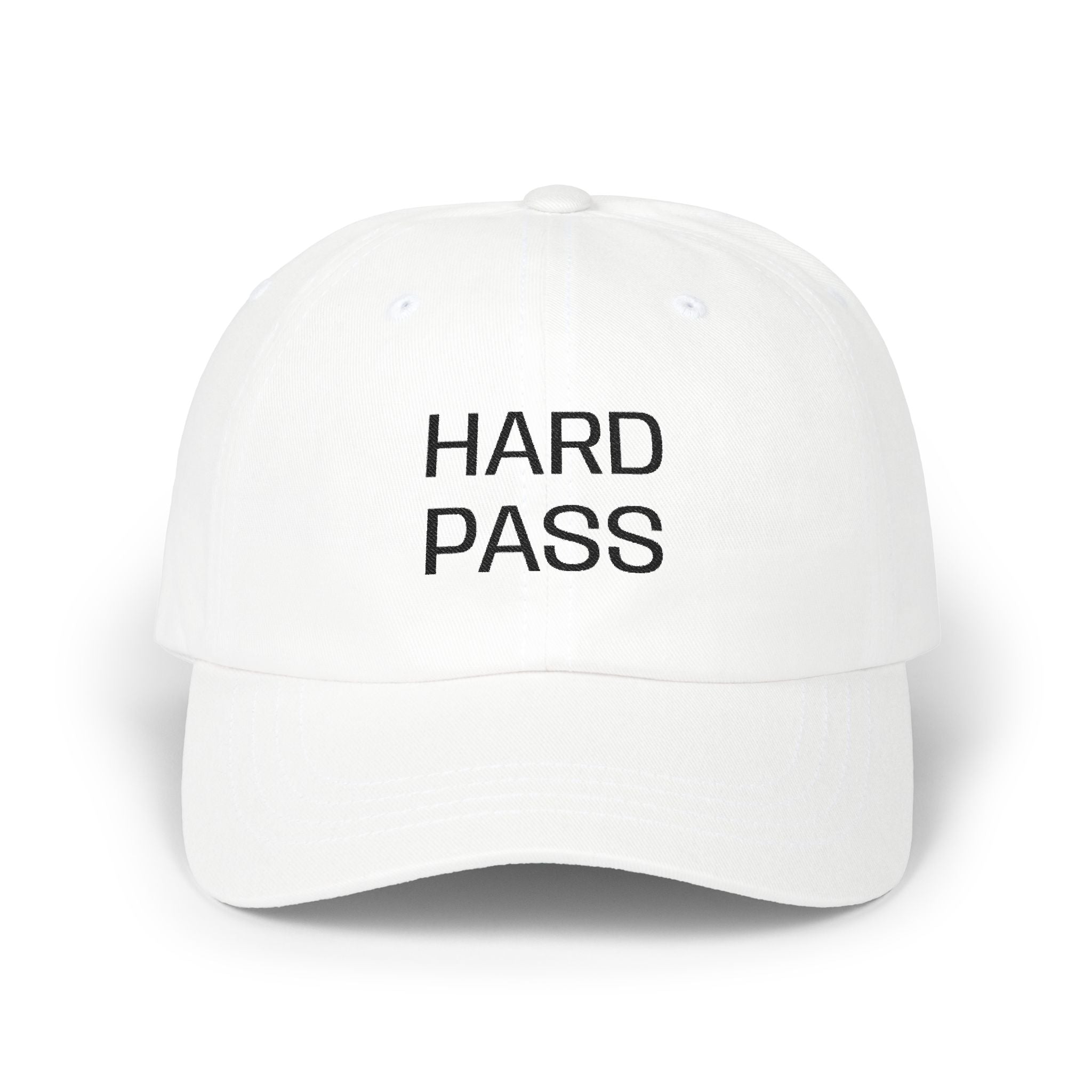 Dad Cap — "HARD PASS" Embroidered Baseball Hat ("NOPE" Back)