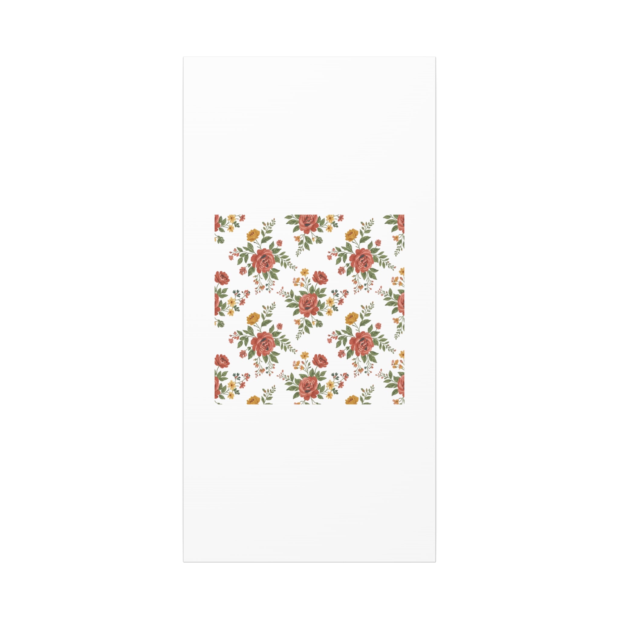 Rustic Floral Pattern Matte Canvas, Stretched | Folk Repeat Cottage Floral Print