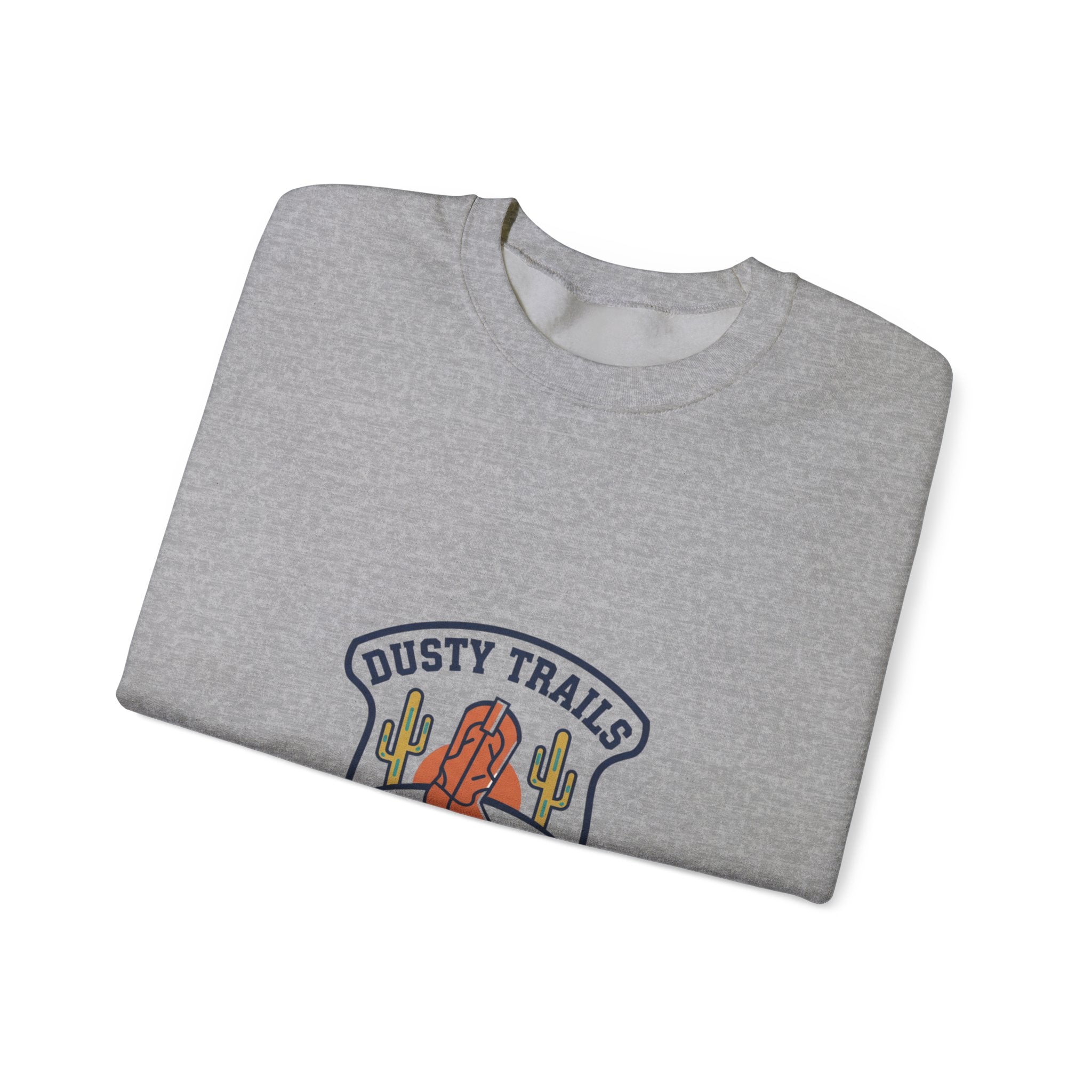 Dusty Trails Club Crest Sweatshirt | Western Badge Typography, Rustic Collegiate
