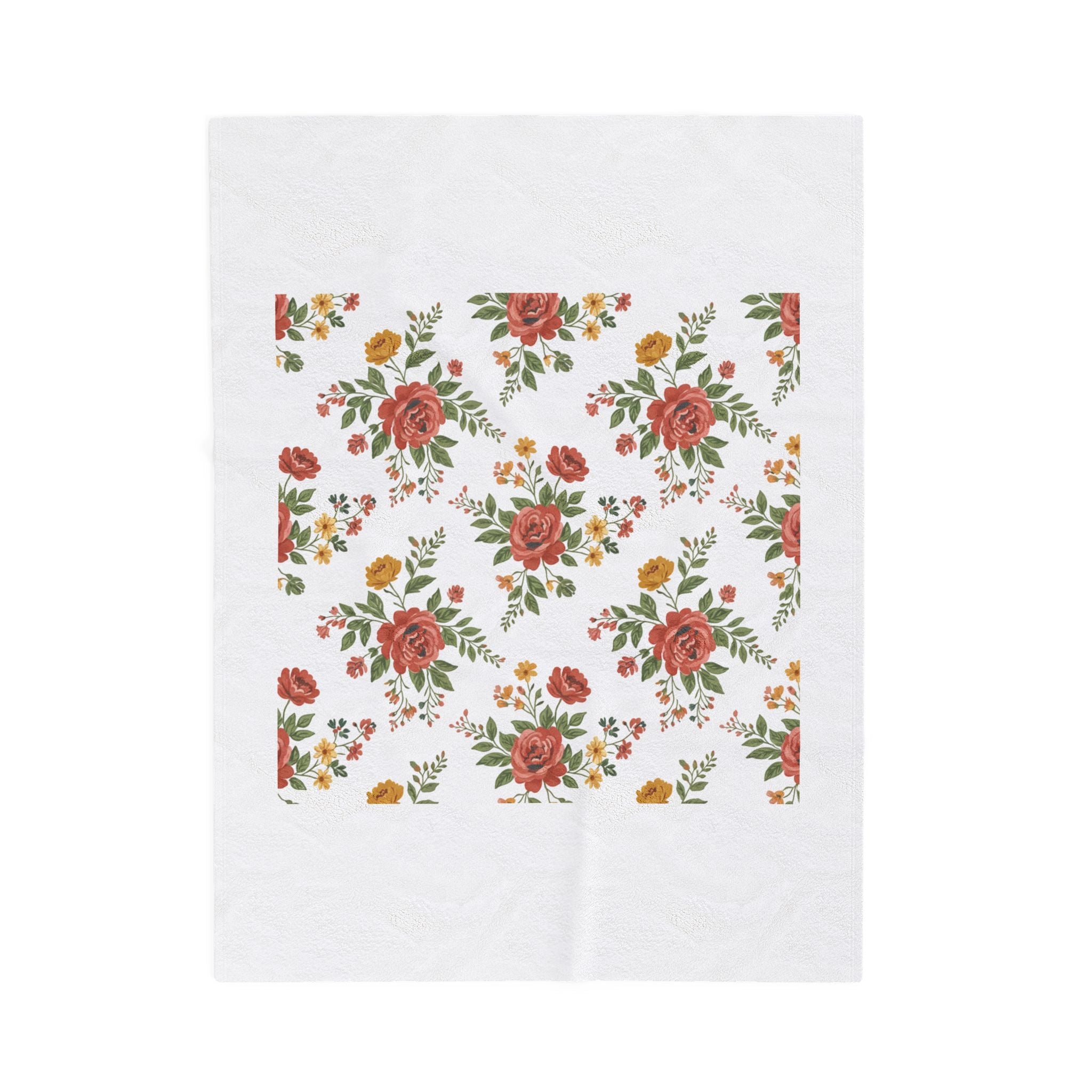 Rustic Floral Repeat Blanket | cottage floral print, folk repeat