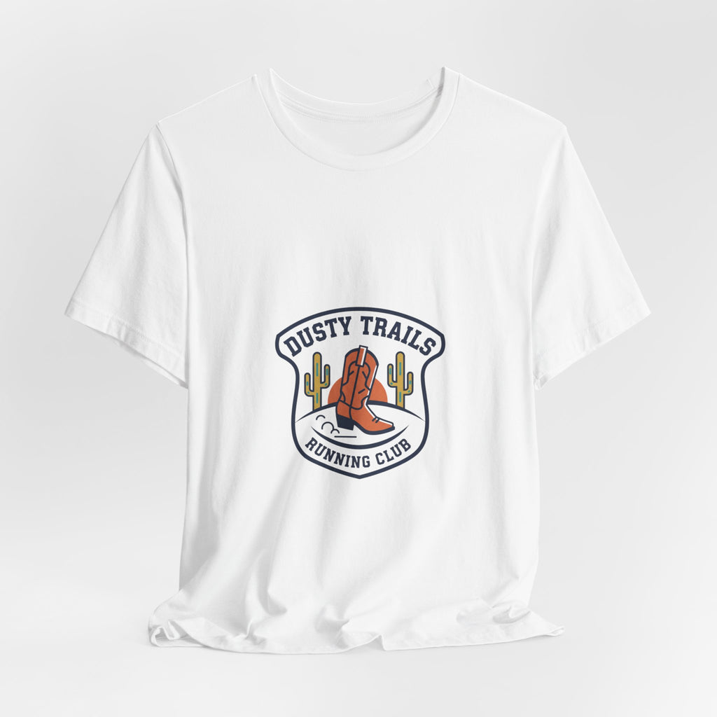 Dusty Trails Running Club Tee | Western Badge Typography, Cowboy Club Logo