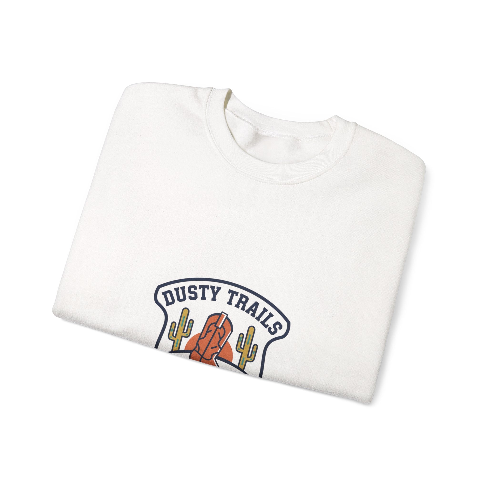 Dusty Trails Club Crest Sweatshirt | Western Badge Typography, Rustic Collegiate