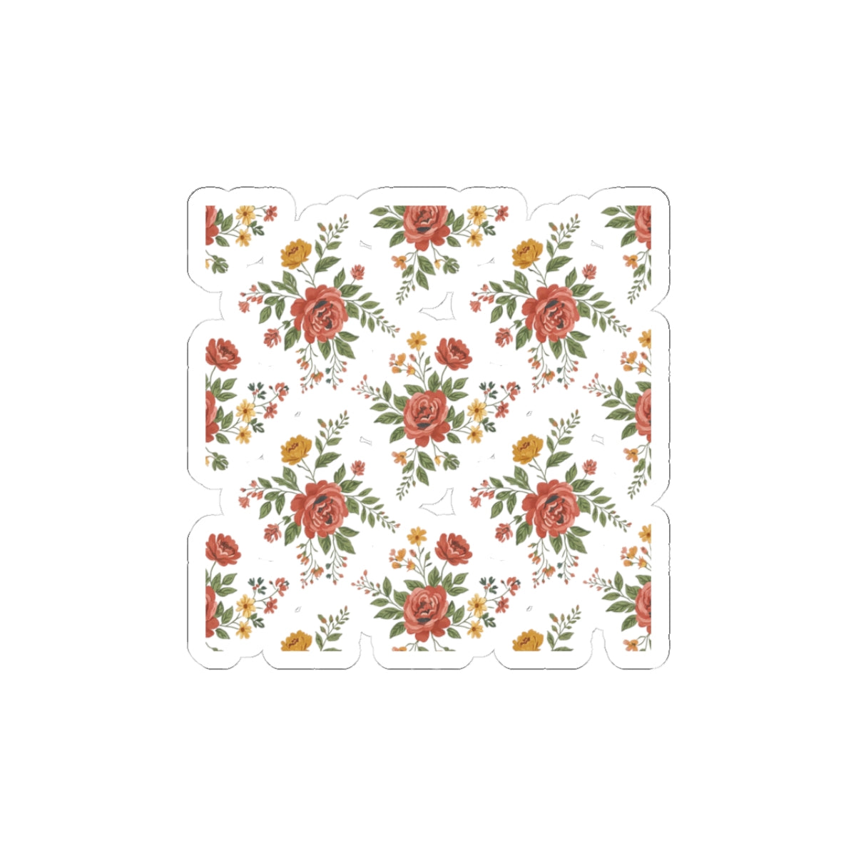 Rustic Floral Pattern Kiss-Cut Stickers | folk repeat, cottage floral print