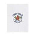 Dusty Trails Running Club Velveteen Plush Blanket | Western Badge Typography, Rustic Collegiate Emblem