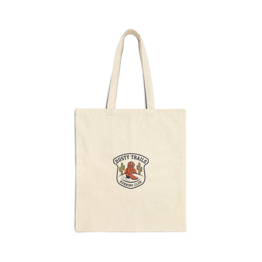 Dusty Trails Ranch Emblem Tote | Western Badge Typography, Rustic Collegiate Tote