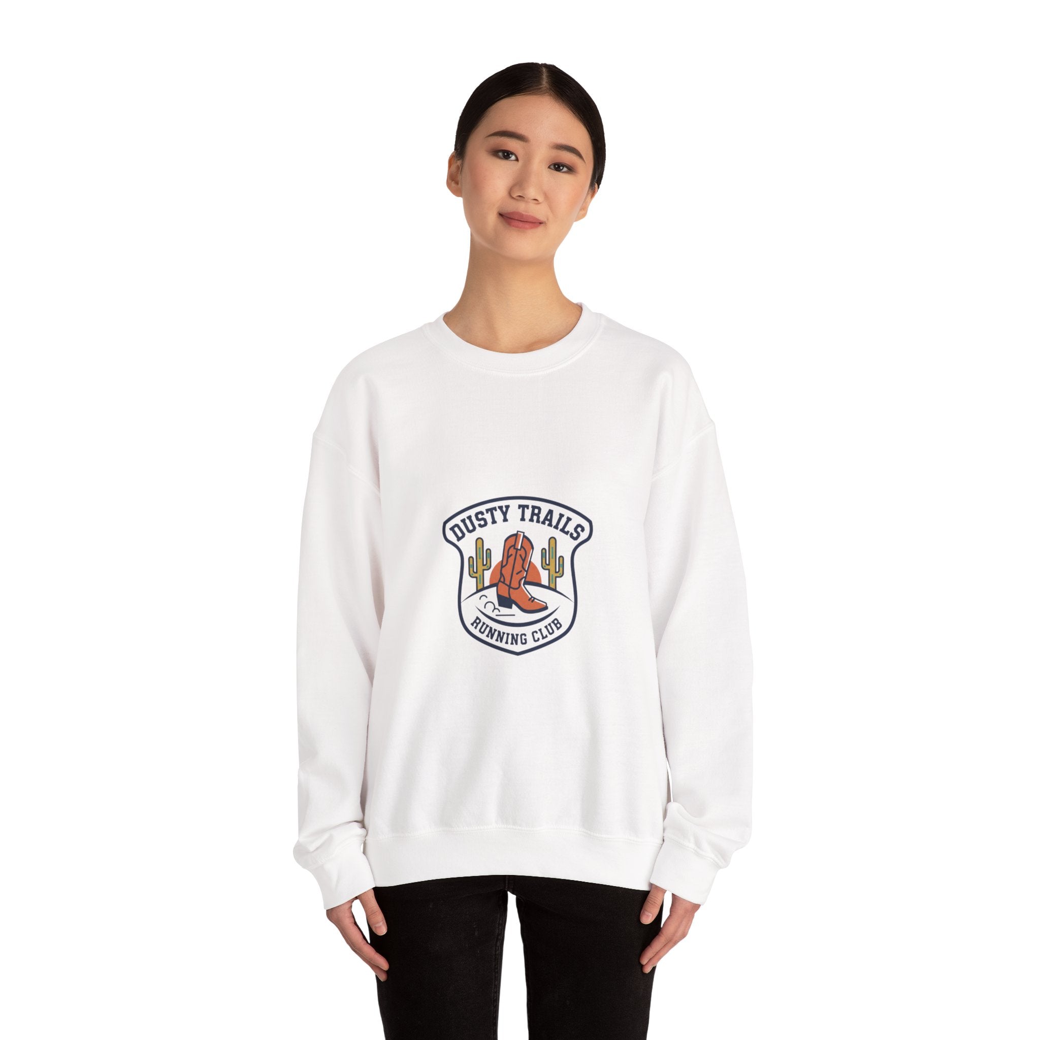 Dusty Trails Club Crest Sweatshirt | Western Badge Typography, Rustic Collegiate
