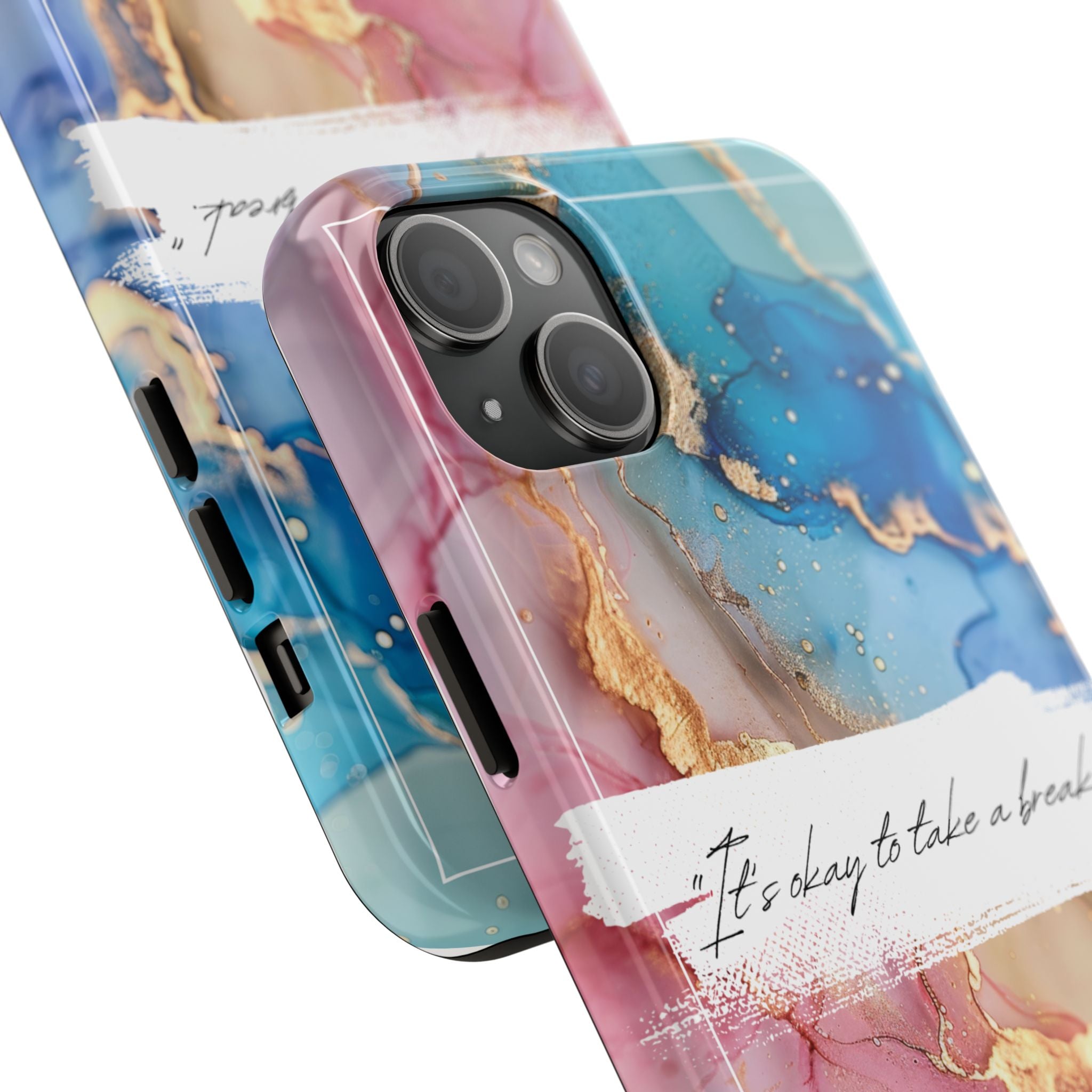 Marbled Gold Accent Tough Phone Case — "It's Okay to Take a Break" Protective Cover