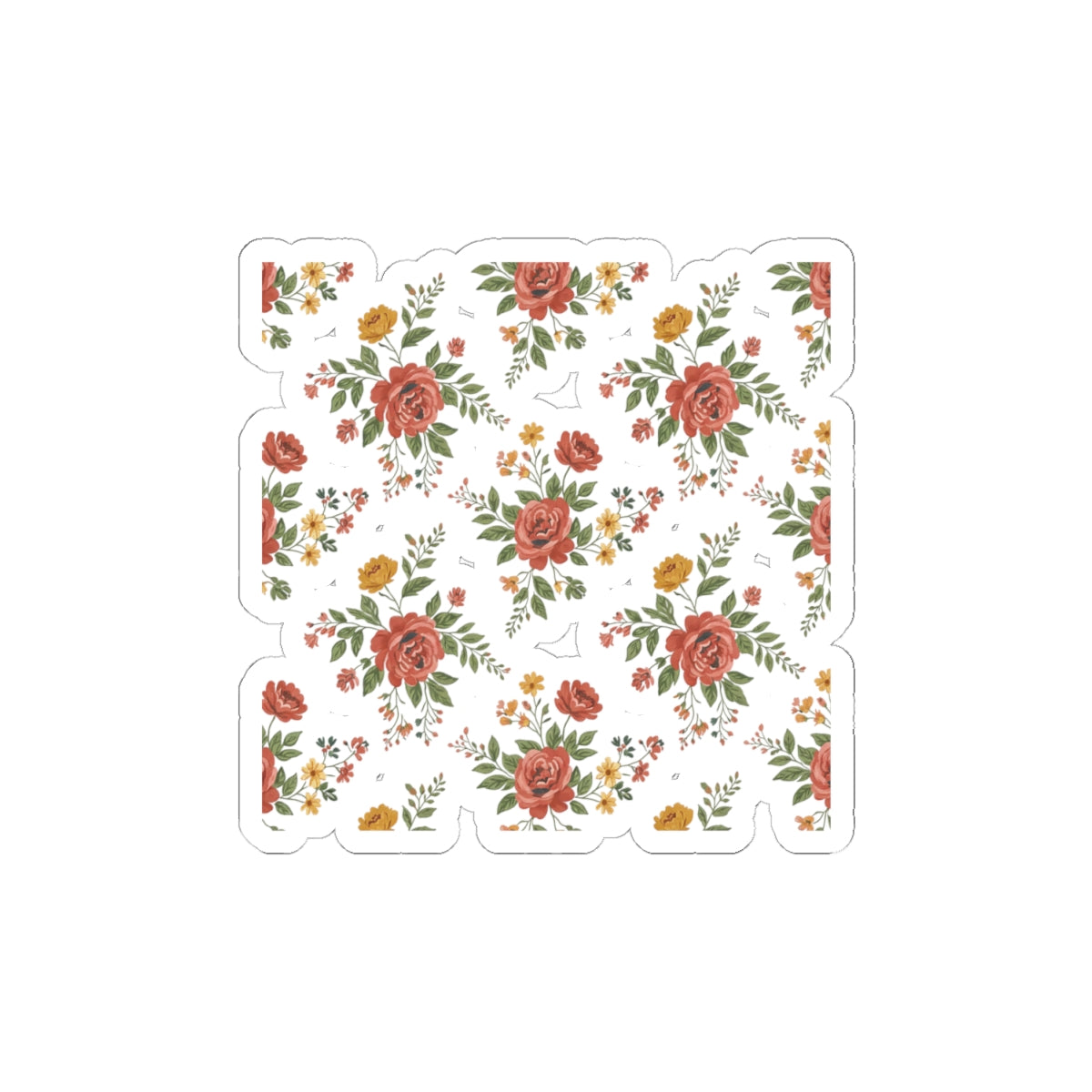 Rustic Floral Pattern Kiss-Cut Stickers | folk repeat, cottage floral print