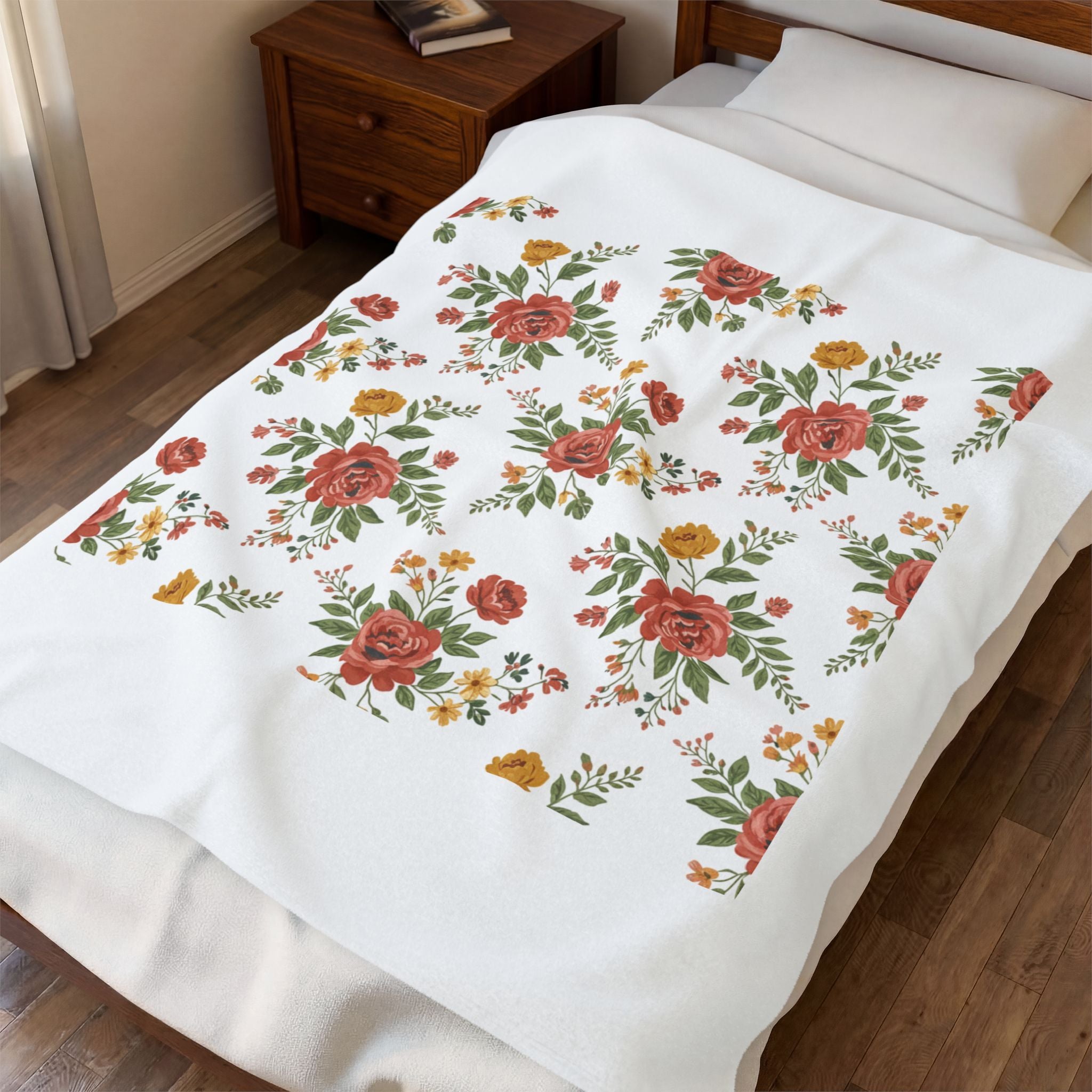 Rustic Floral Repeat Blanket | cottage floral print, folk repeat