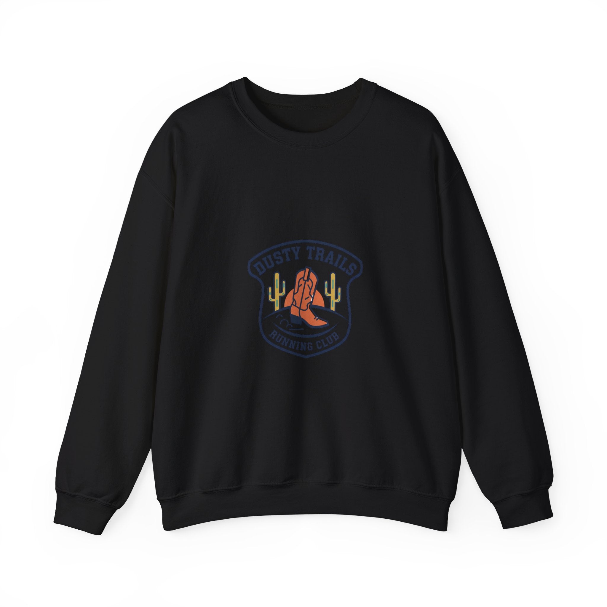 Dusty Trails Club Crest Sweatshirt | Western Badge Typography, Rustic Collegiate