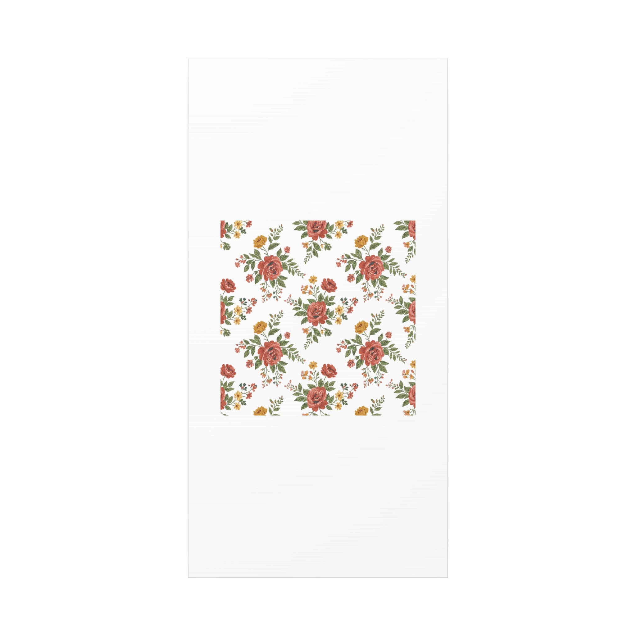 Rustic Floral Pattern Matte Canvas, Stretched | Folk Repeat Cottage Floral Print