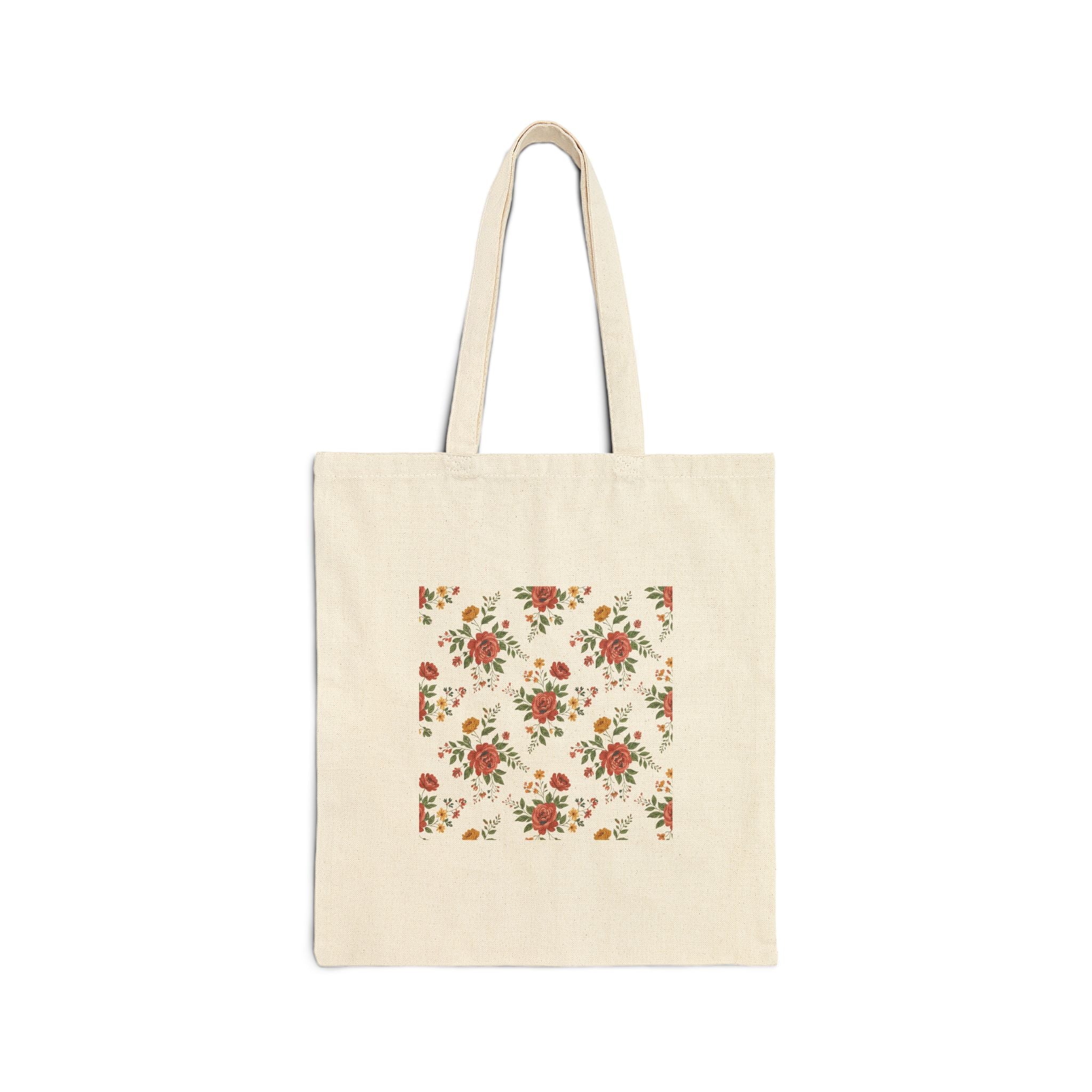 Rustic Floral Repeat Pattern Tote | cottage floral print, vintage wallpaper