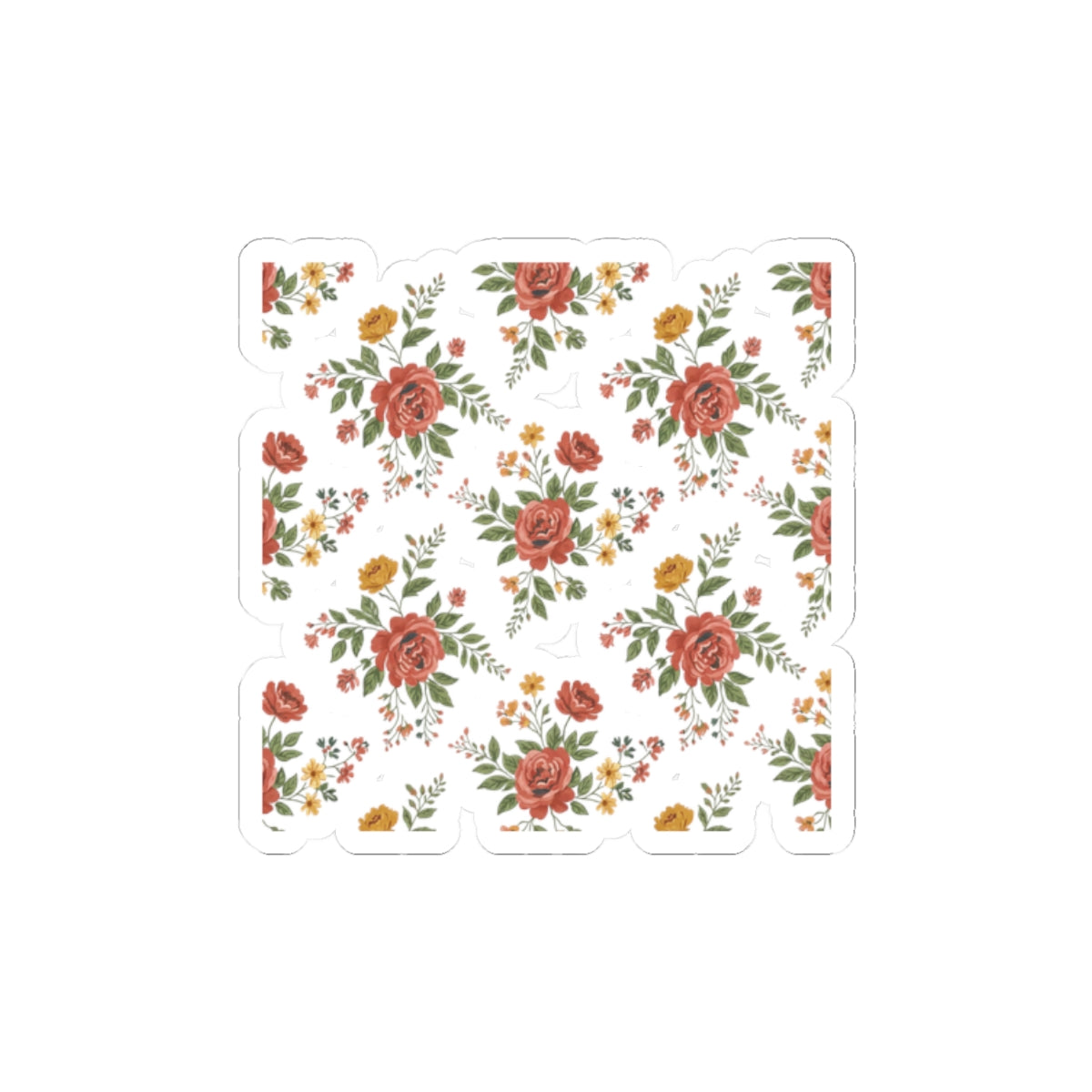 Rustic Floral Pattern Kiss-Cut Stickers | folk repeat, cottage floral print