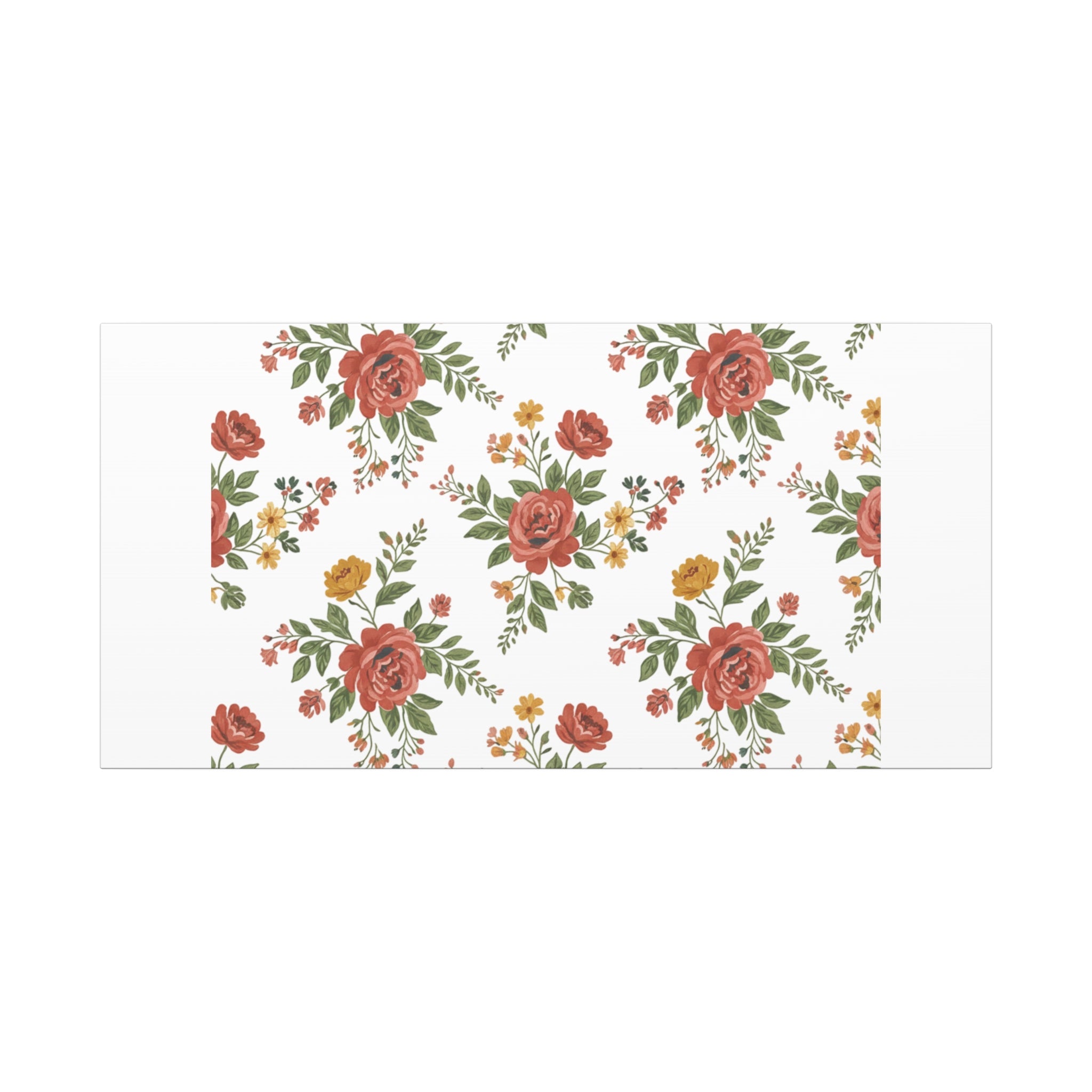 Rustic Floral Pattern Matte Canvas, Stretched | Folk Repeat Cottage Floral Print