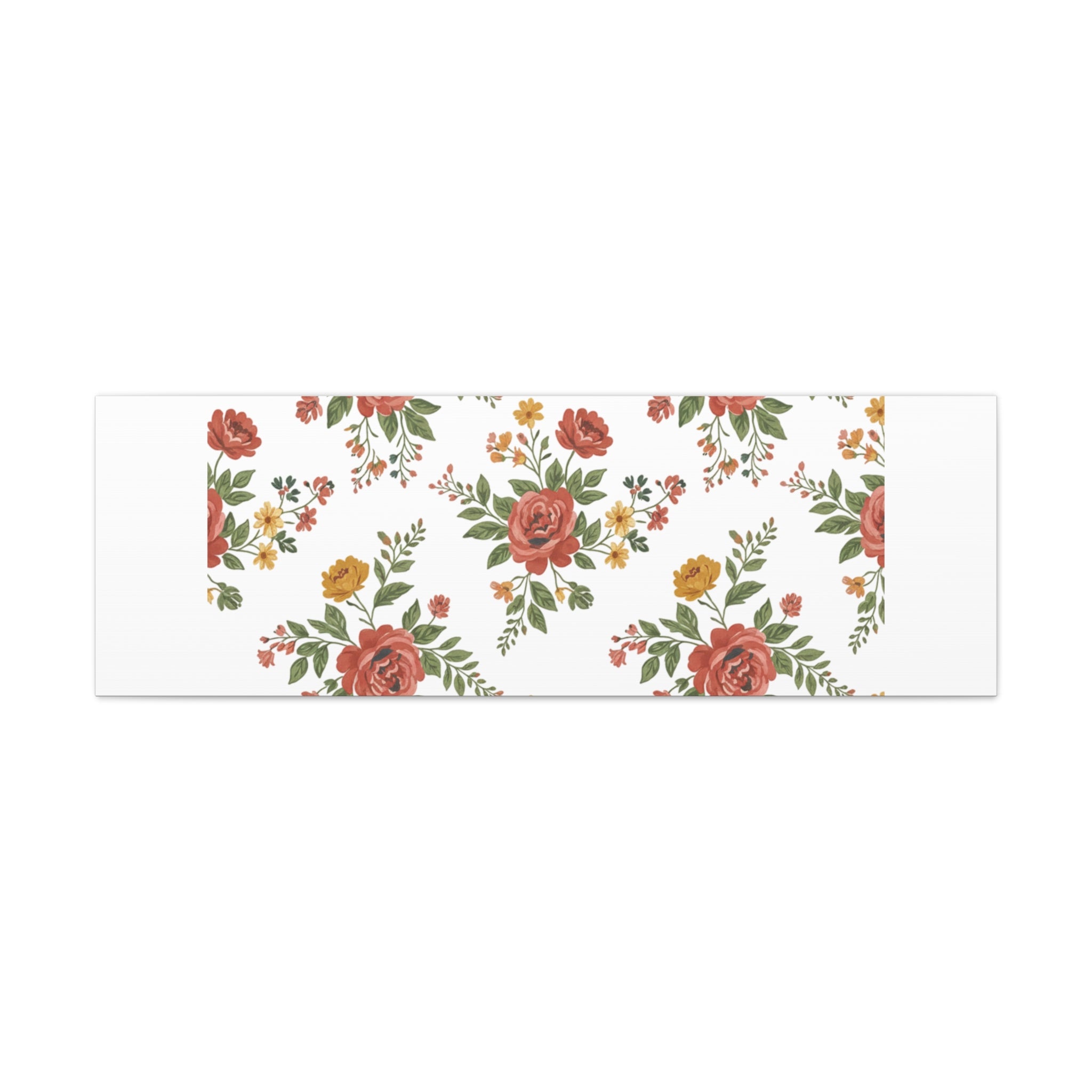 Rustic Floral Pattern Matte Canvas, Stretched | Folk Repeat Cottage Floral Print