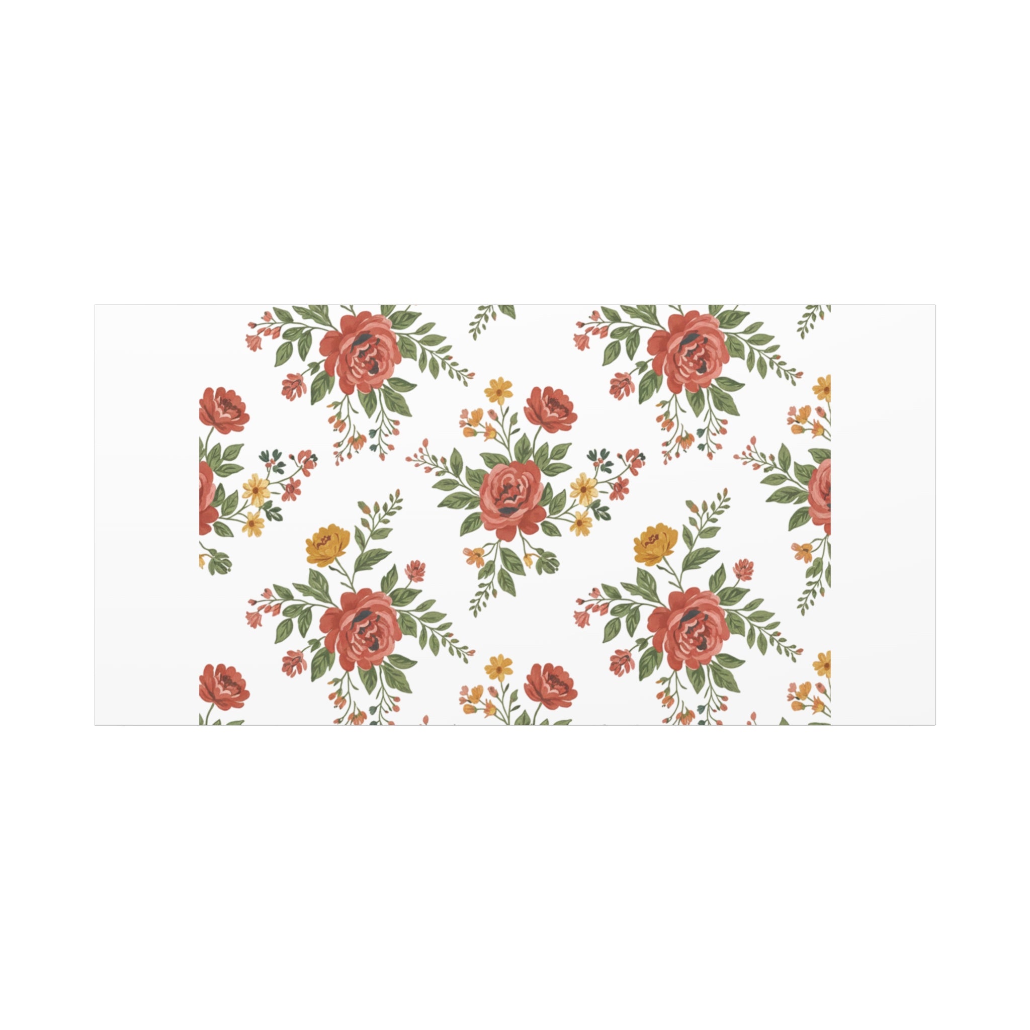 Rustic Floral Pattern Matte Canvas, Stretched | Folk Repeat Cottage Floral Print