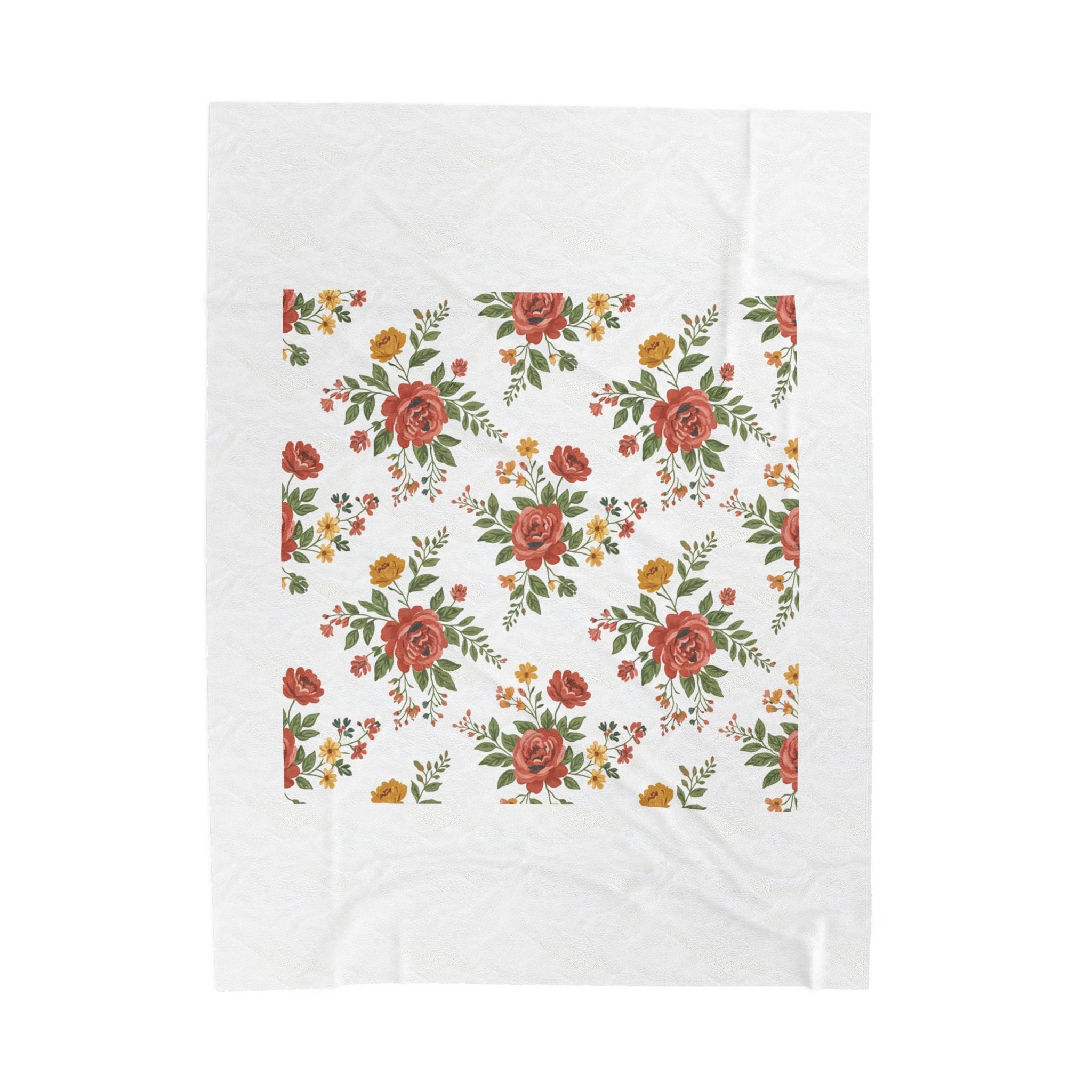 Rustic Floral Repeat Blanket | cottage floral print, folk repeat