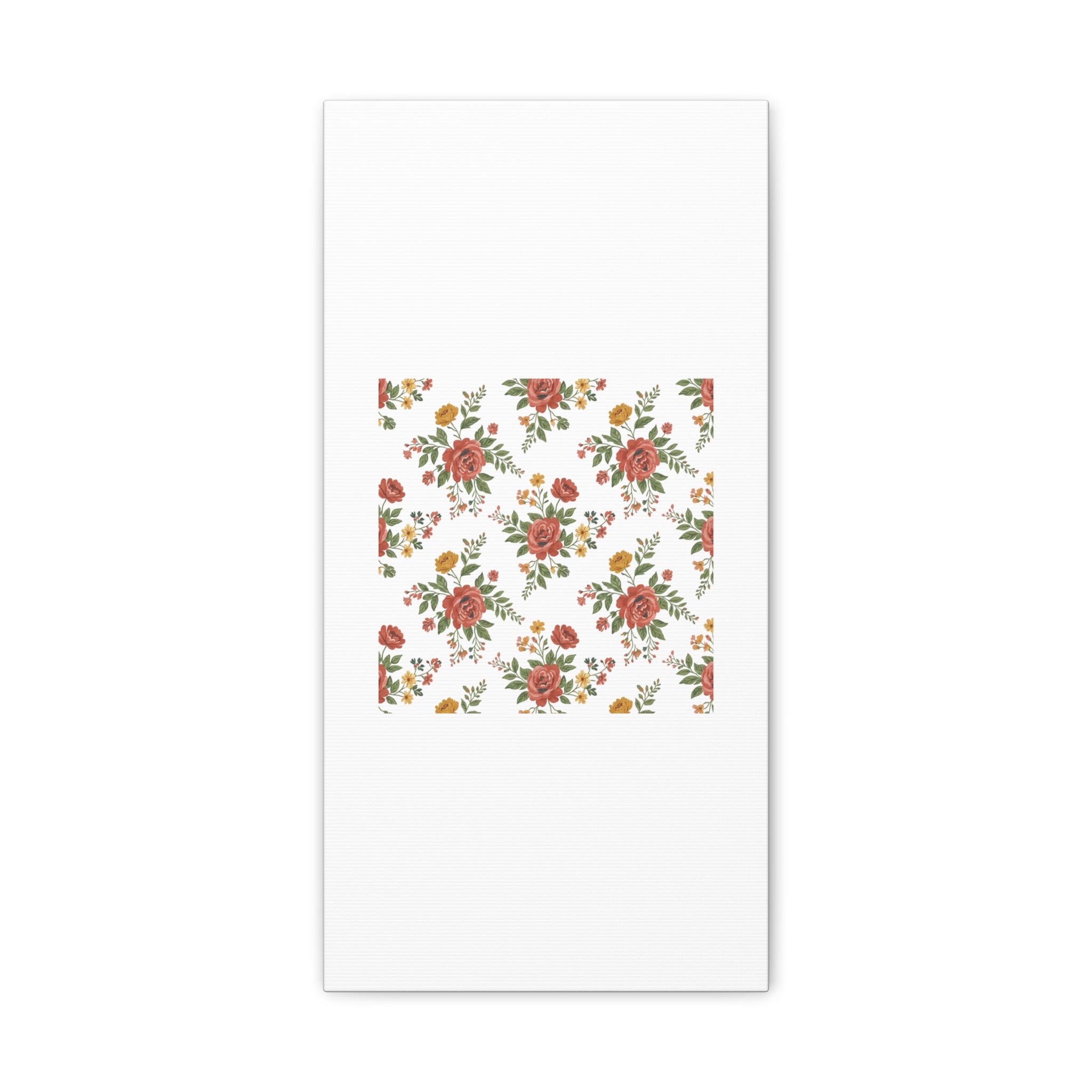 Rustic Floral Pattern Matte Canvas, Stretched | Folk Repeat Cottage Floral Print