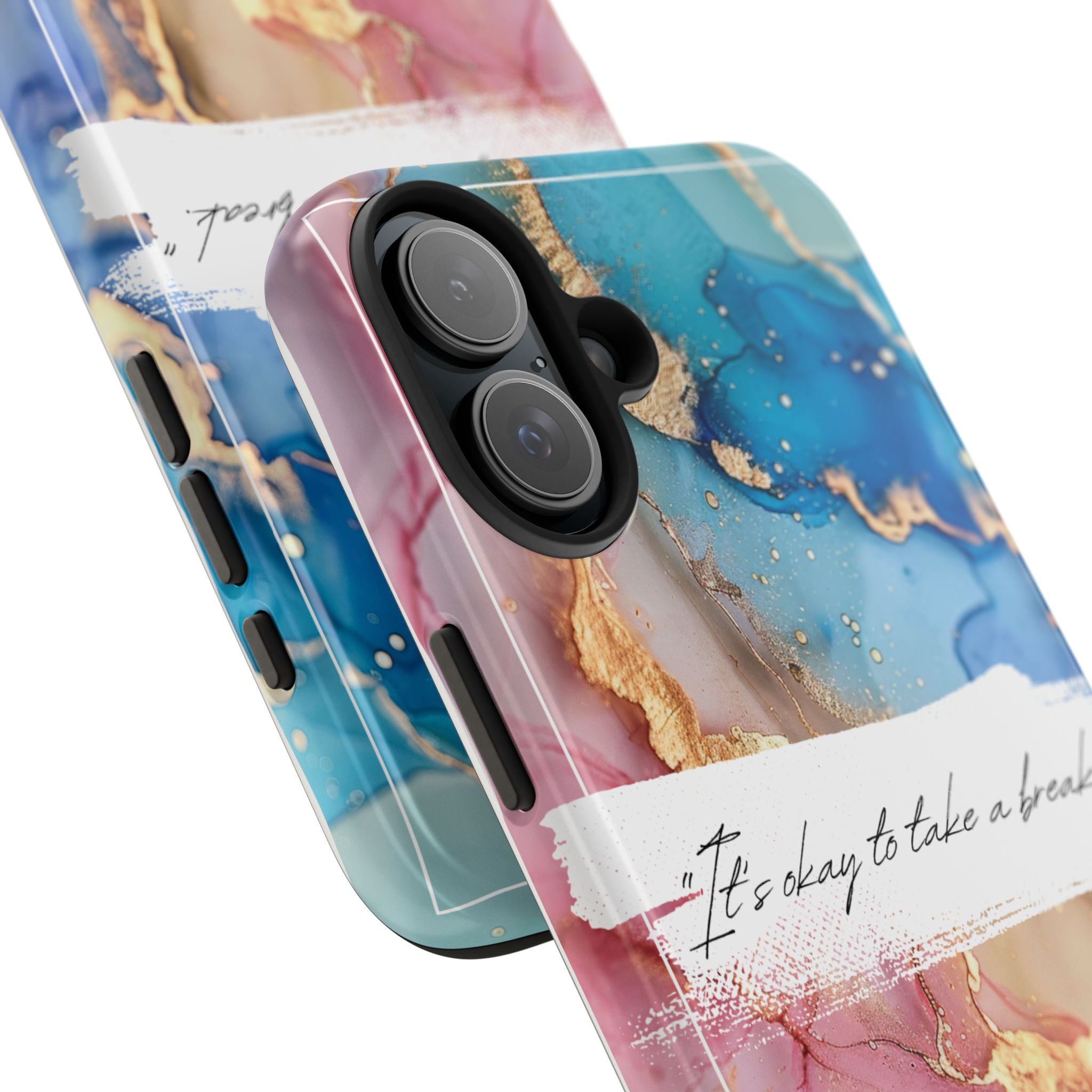 Marbled Gold Accent Tough Phone Case — "It's Okay to Take a Break" Protective Cover