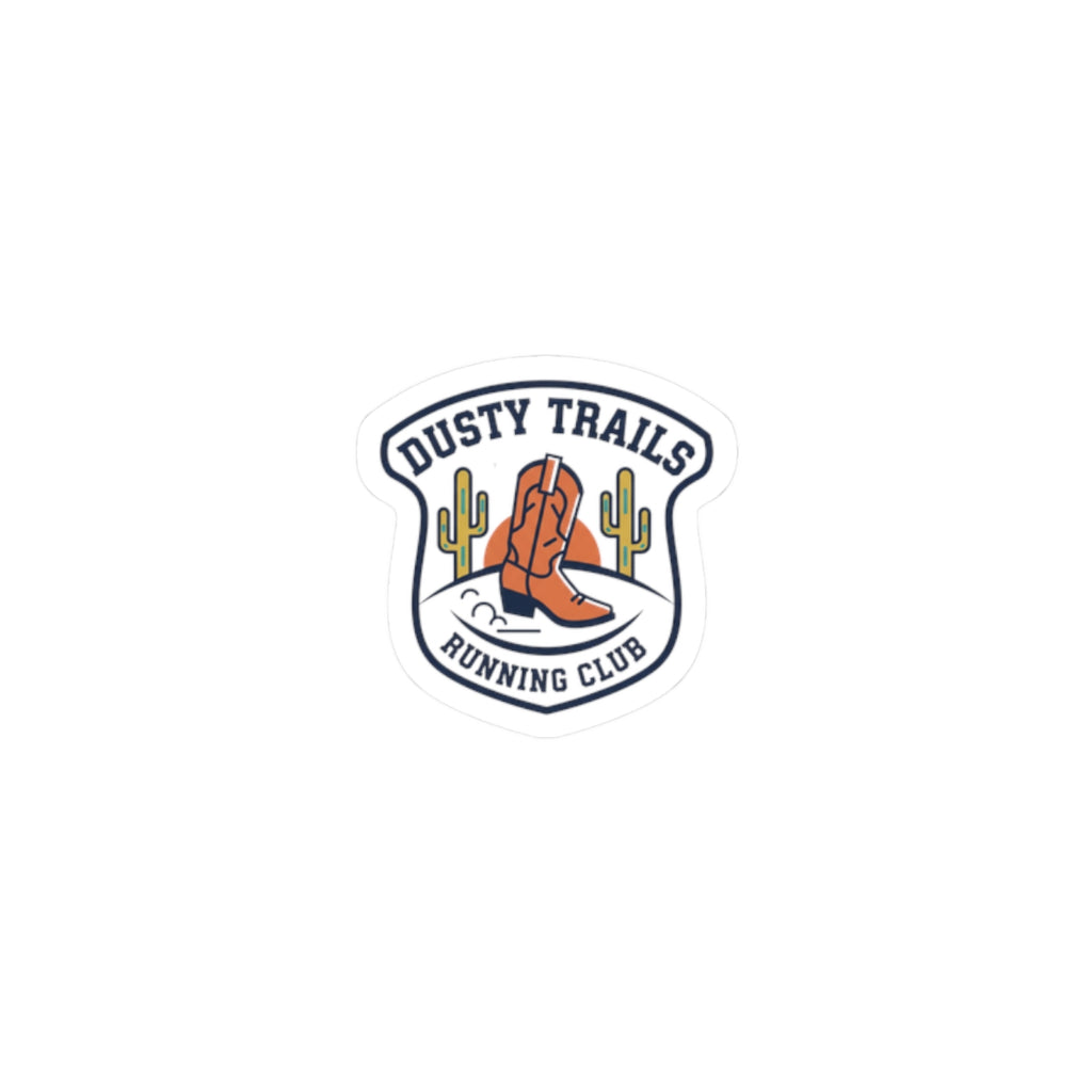 Dusty Trails Running Club Sticker | Western Badge Typography, Rustic Emblem