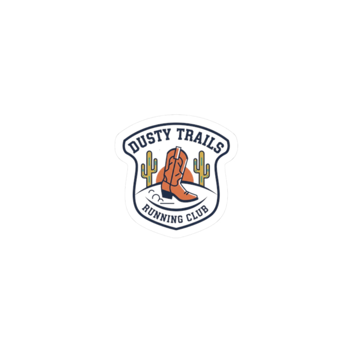 Dusty Trails Running Club Sticker | Western Badge Typography, Rustic Emblem
