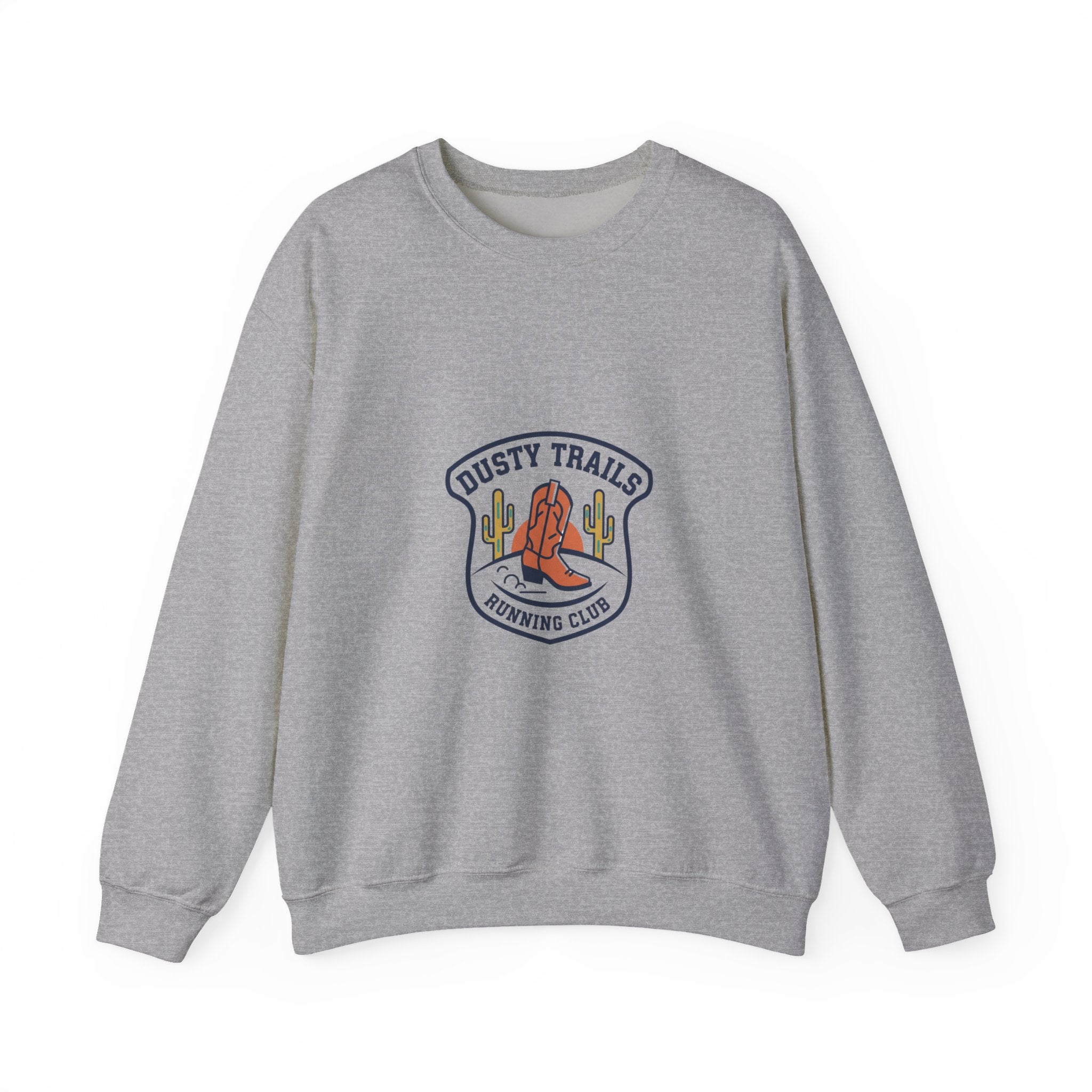 Dusty Trails Club Crest Sweatshirt | Western Badge Typography, Rustic Collegiate