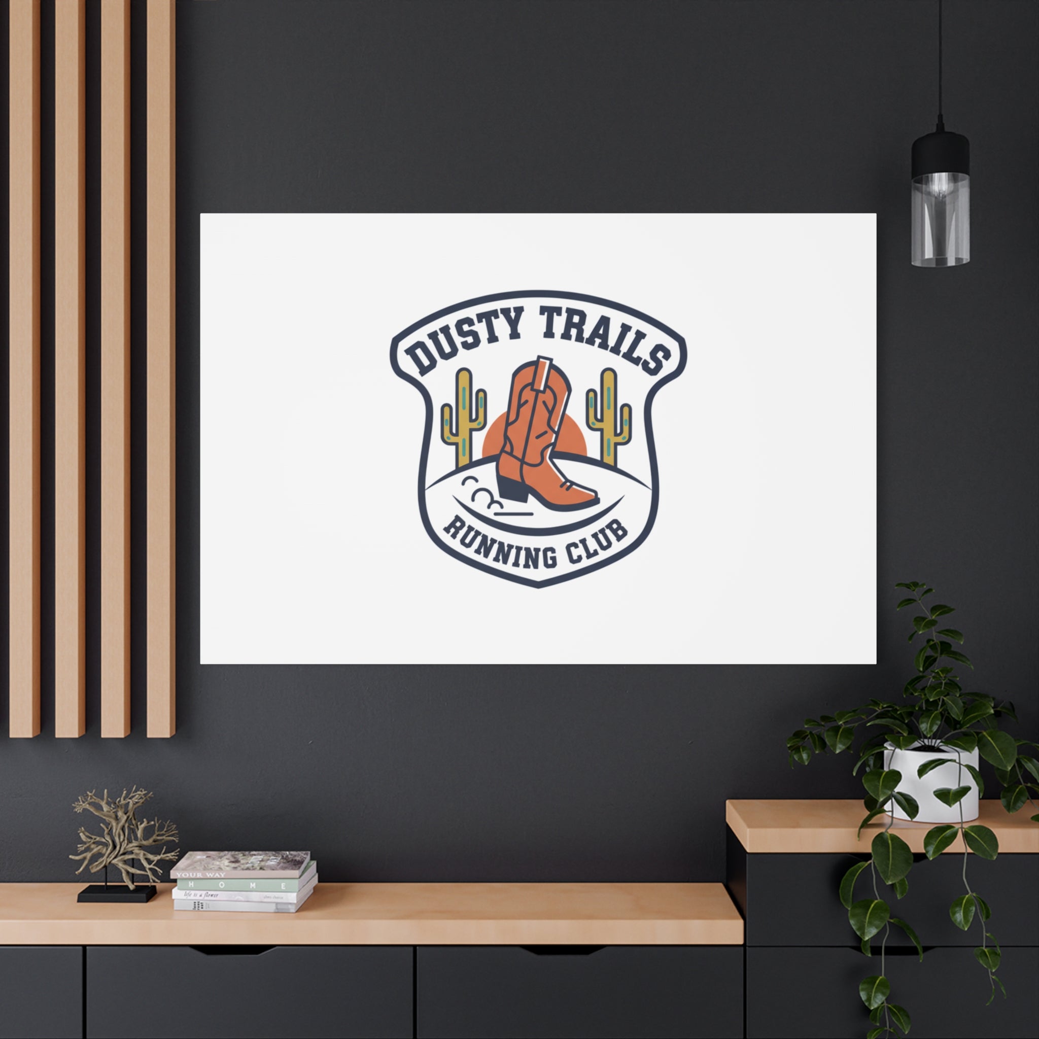 Dusty Trails Running Club Canvas | Western Badge Typography, Rustic Emblem