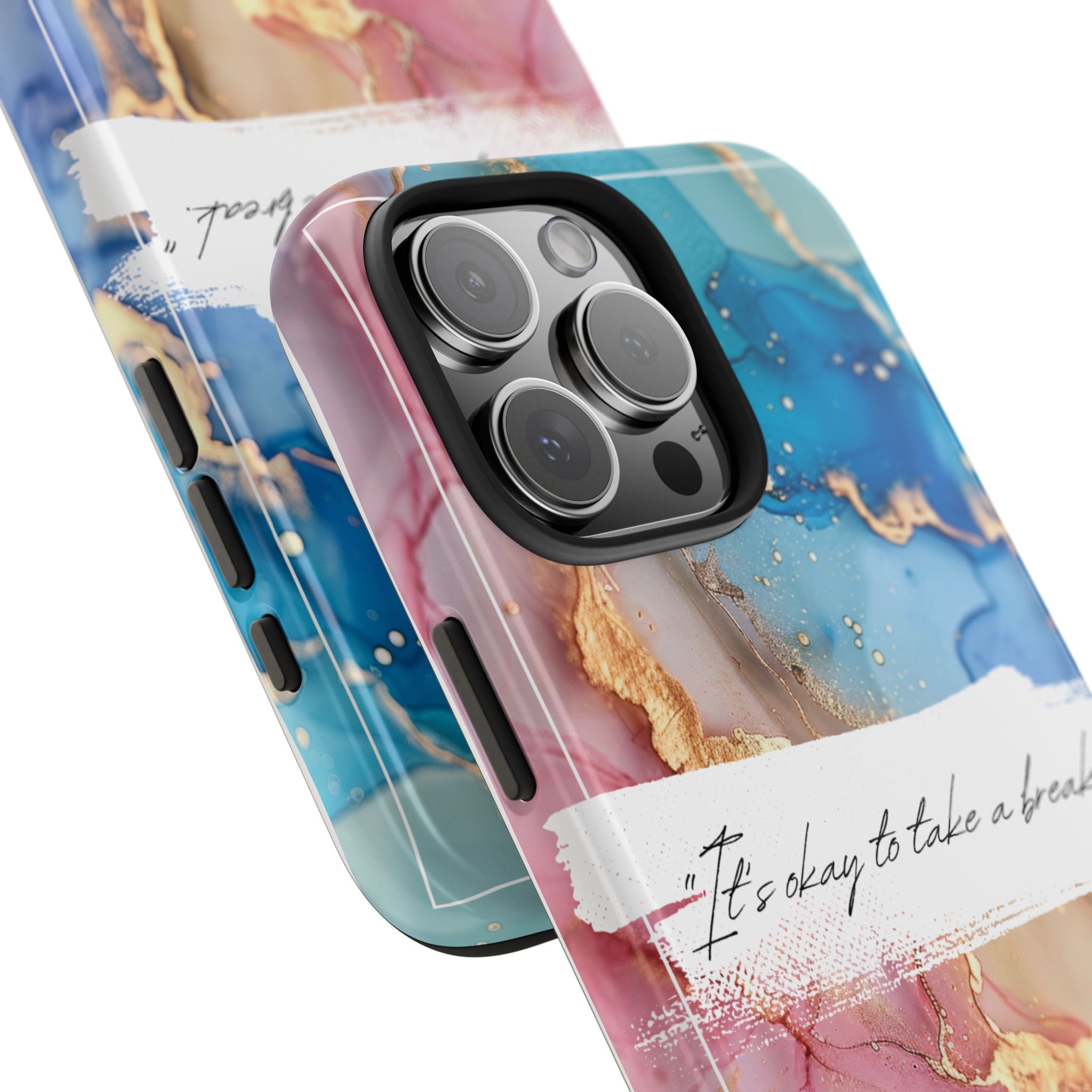 Marbled Gold Accent Tough Phone Case — "It's Okay to Take a Break" Protective Cover