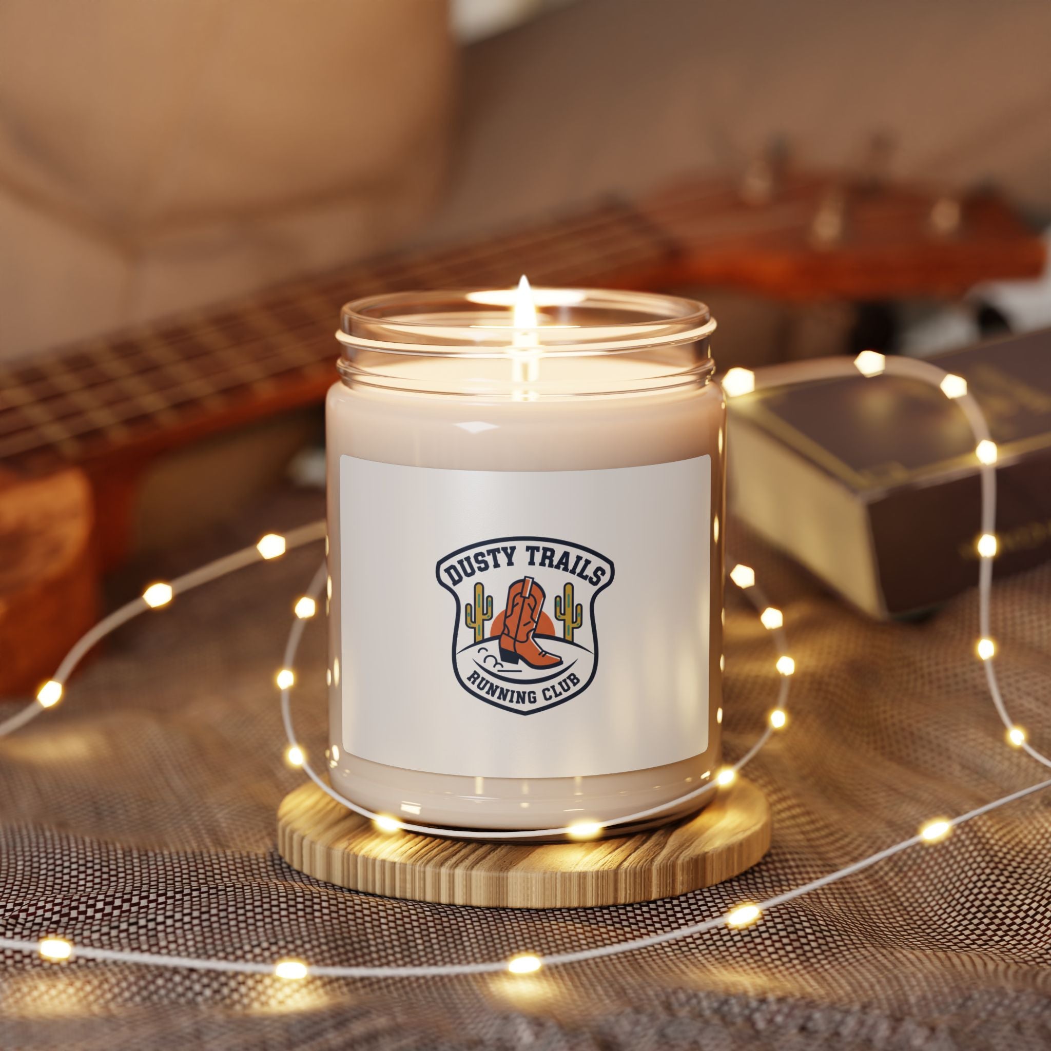 Dusty Trails Running Club Candle | Soy Jar, Western Badge Typography
