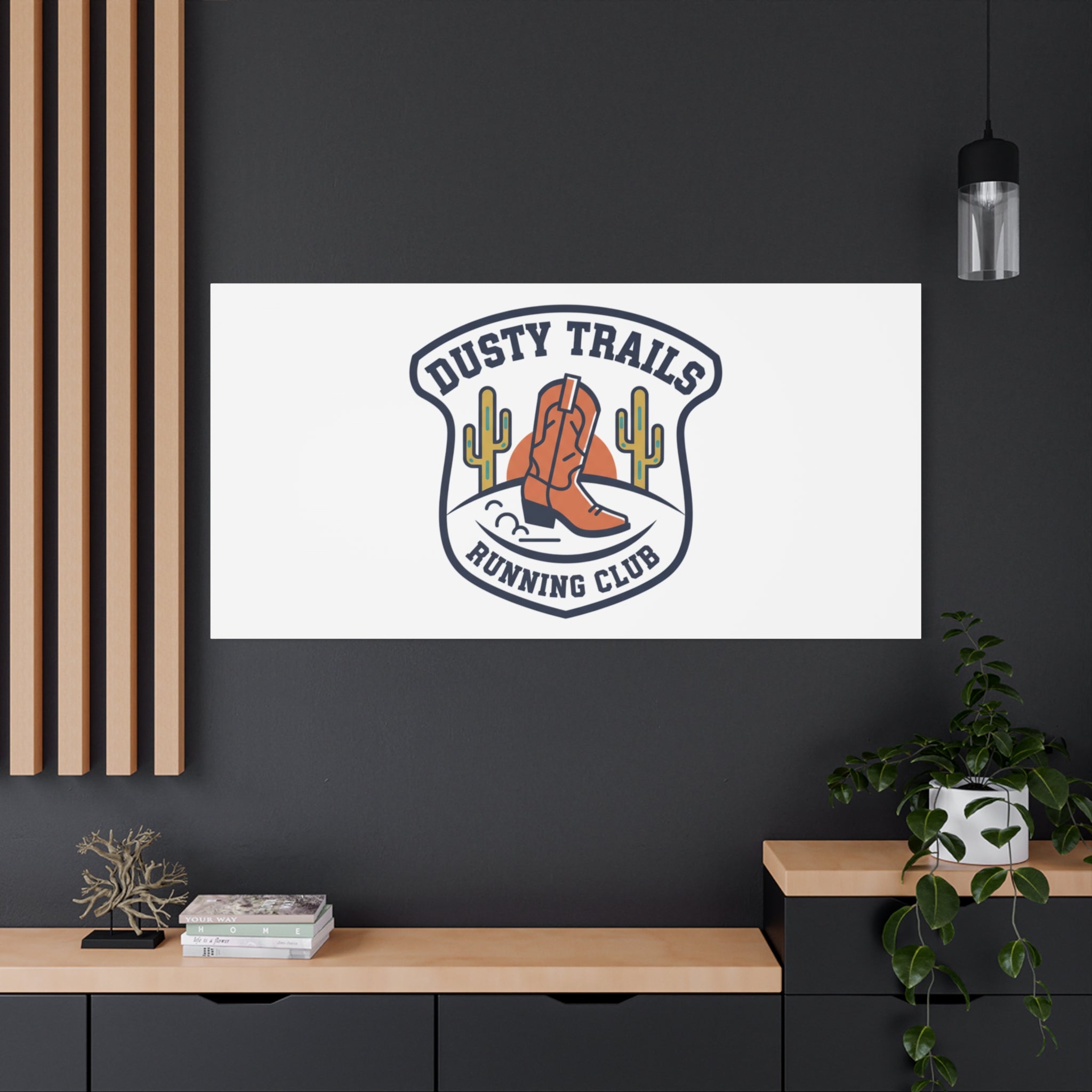 Dusty Trails Running Club Canvas | Western Badge Typography, Rustic Emblem