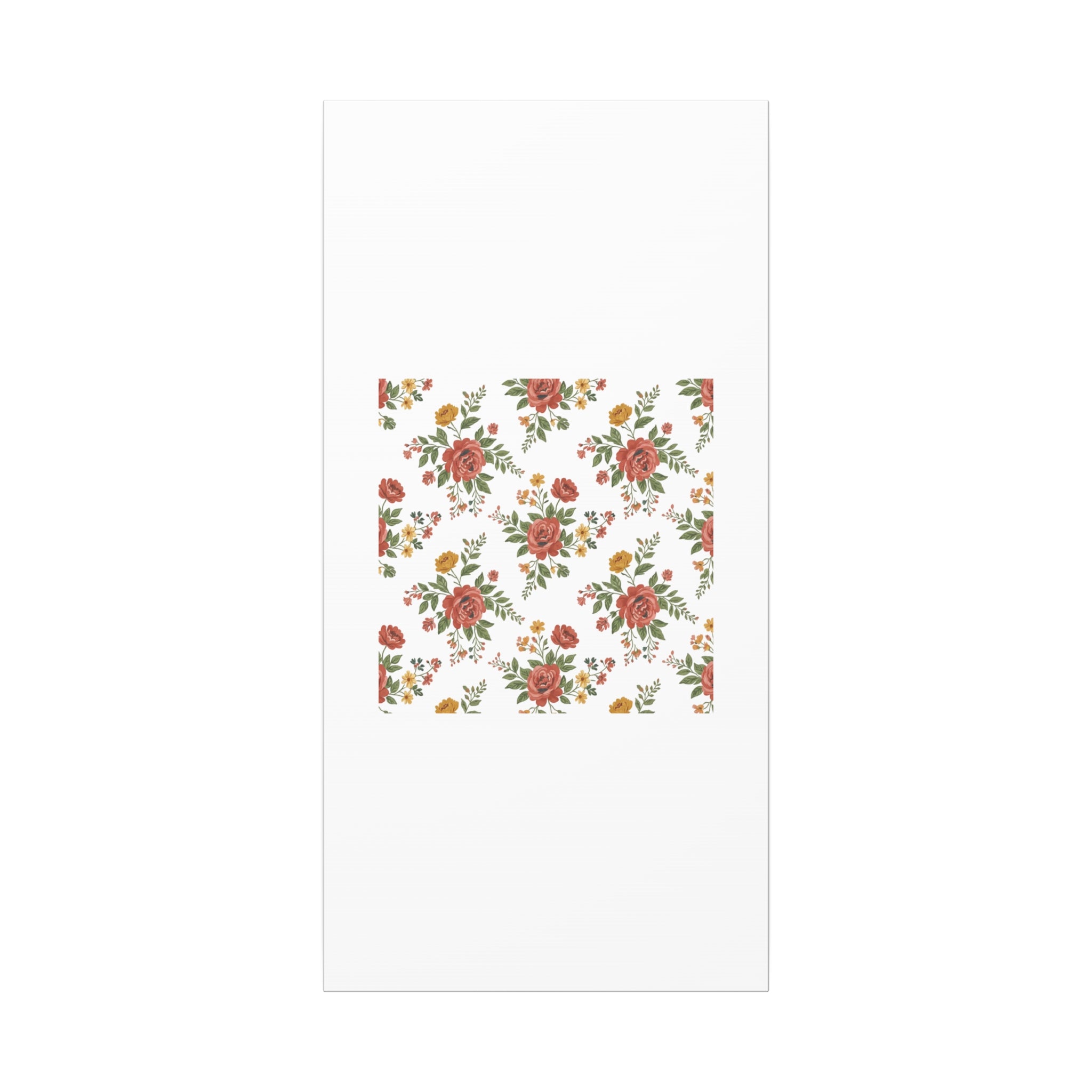 Rustic Floral Pattern Matte Canvas, Stretched | Folk Repeat Cottage Floral Print
