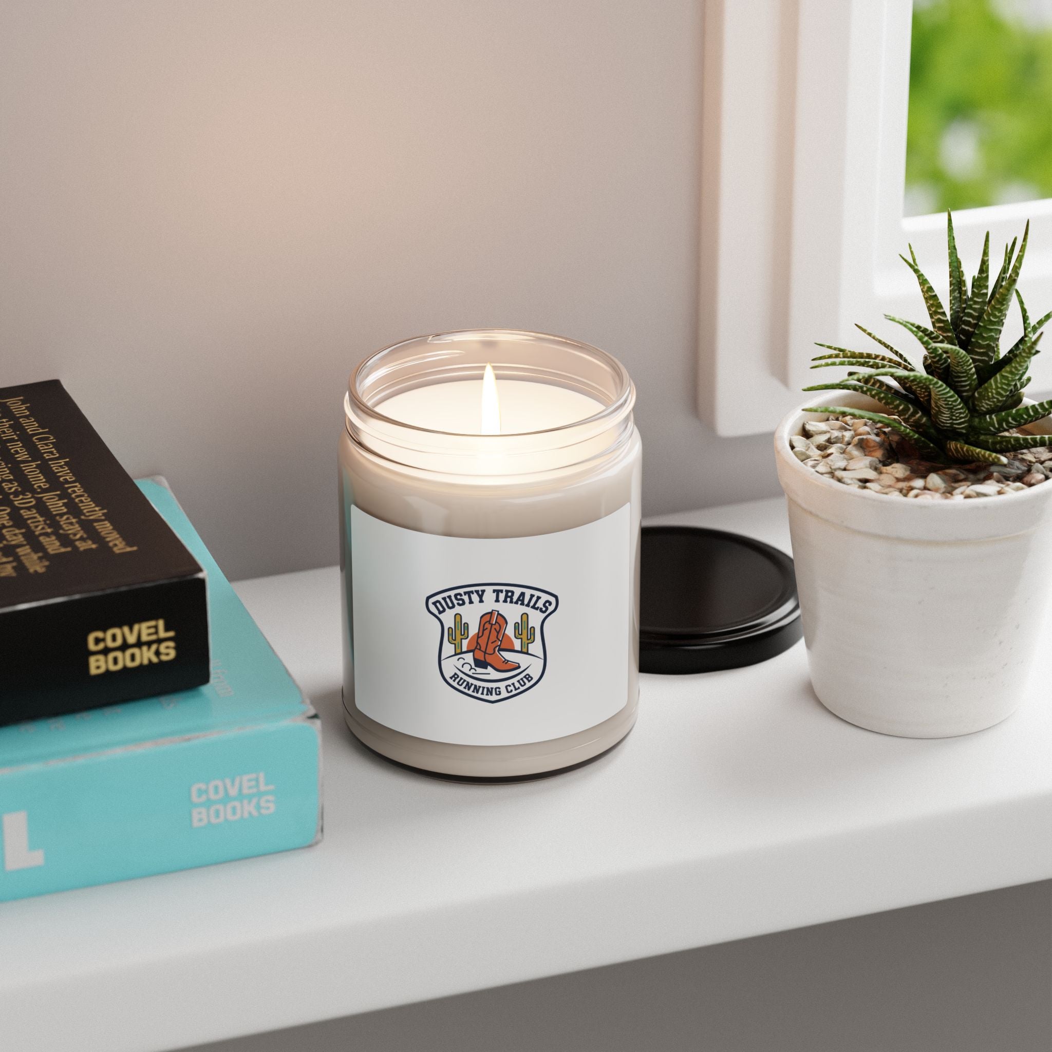 Dusty Trails Running Club Candle | Soy Jar, Western Badge Typography
