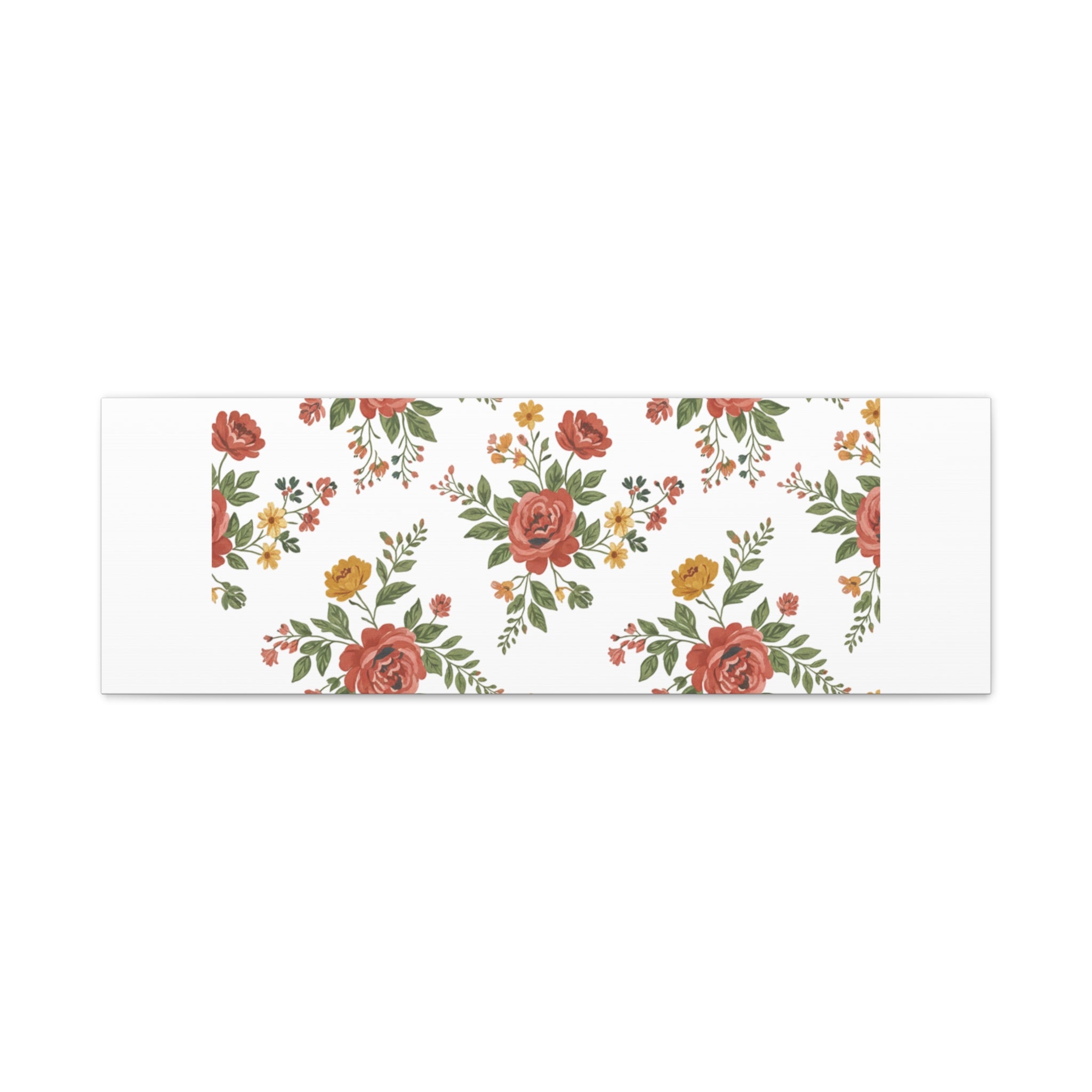 Rustic Floral Pattern Matte Canvas, Stretched | Folk Repeat Cottage Floral Print