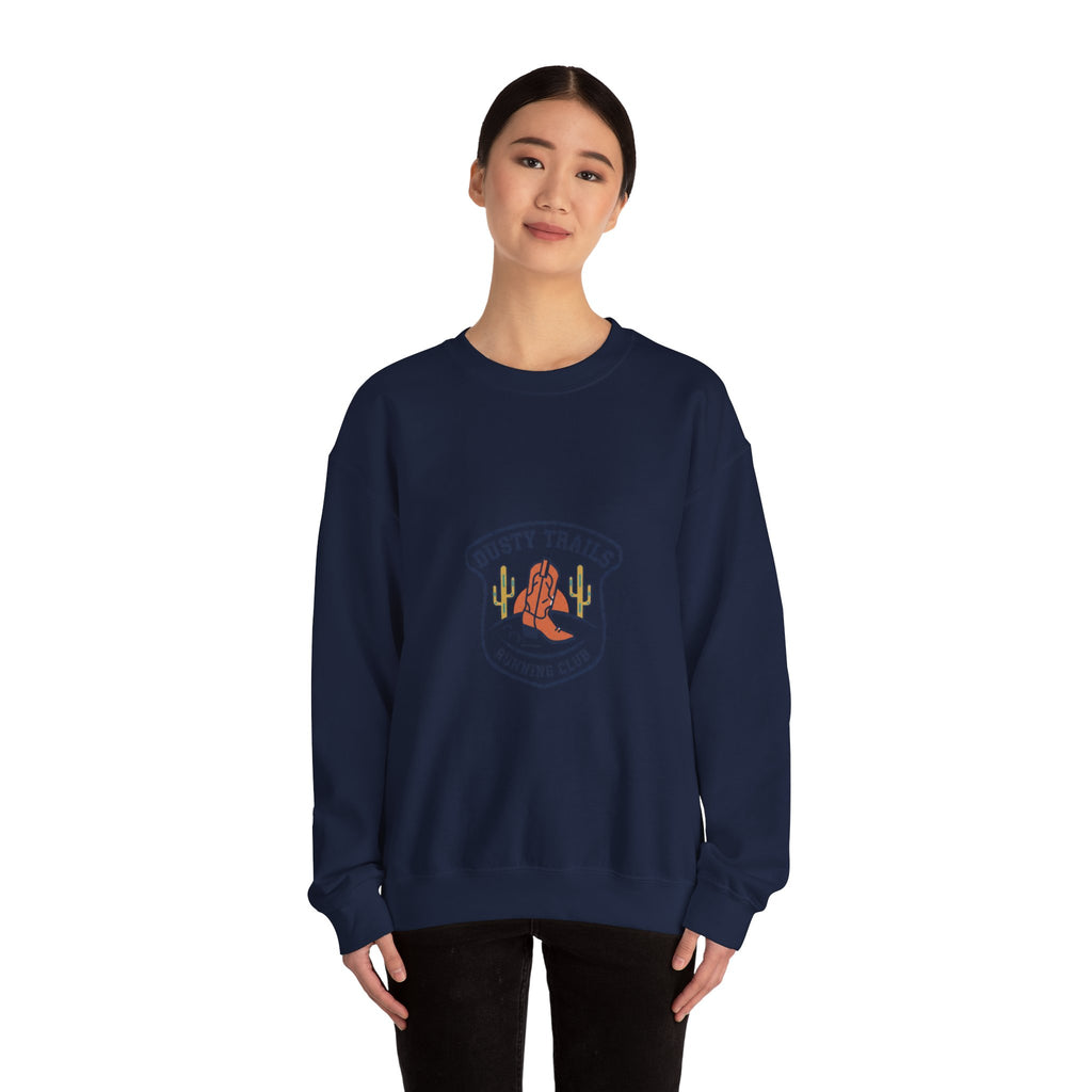 Dusty Trails Club Crest Sweatshirt | Western Badge Typography, Rustic Collegiate