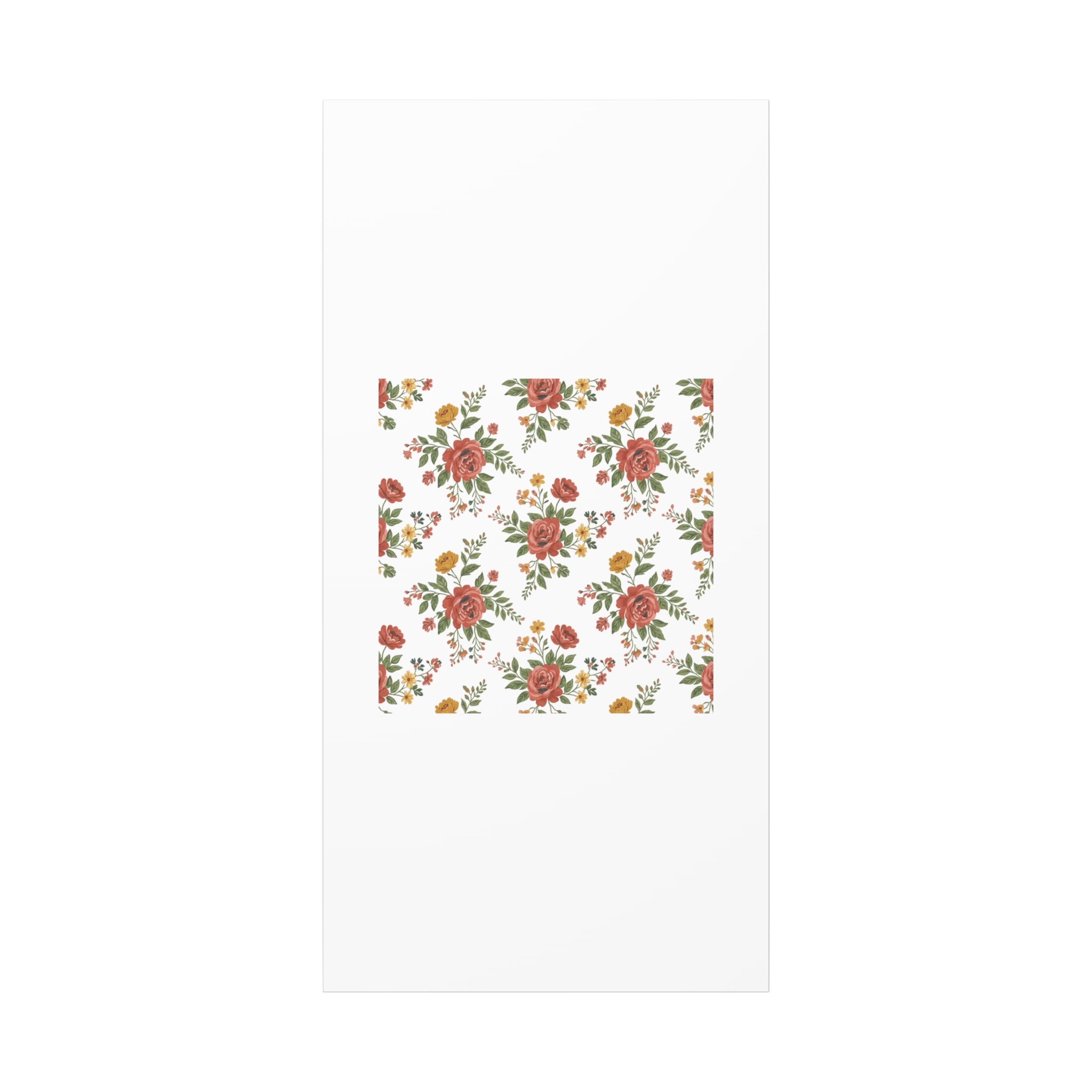Rustic Floral Pattern Matte Canvas, Stretched | Folk Repeat Cottage Floral Print